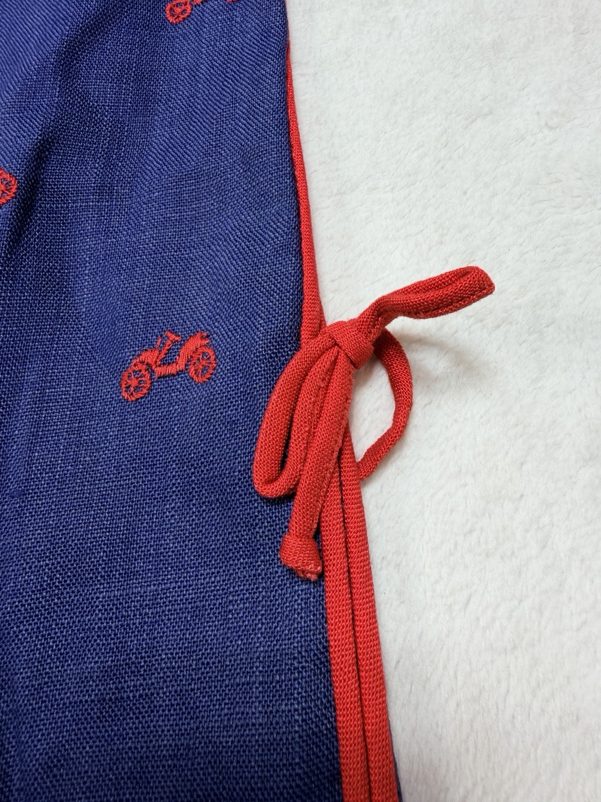 VTG Rare Abercrombie & Fitch Linen Shift Dress Navy Embroidery Scooterz USA 16 L