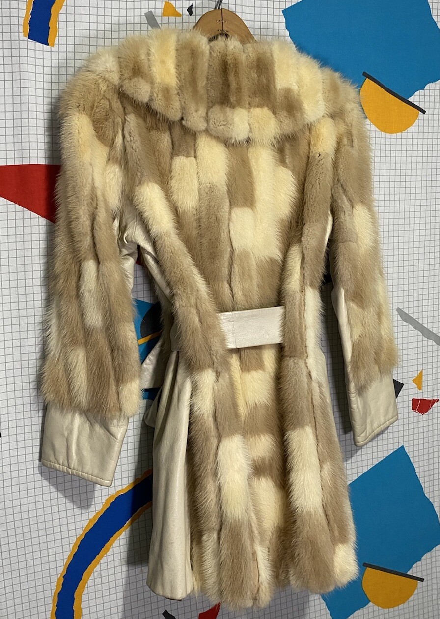 Vintage 70s Fur Patchwork Leather Jacket Coat Fox Mink Mosaic Hippie Mobwife 60s