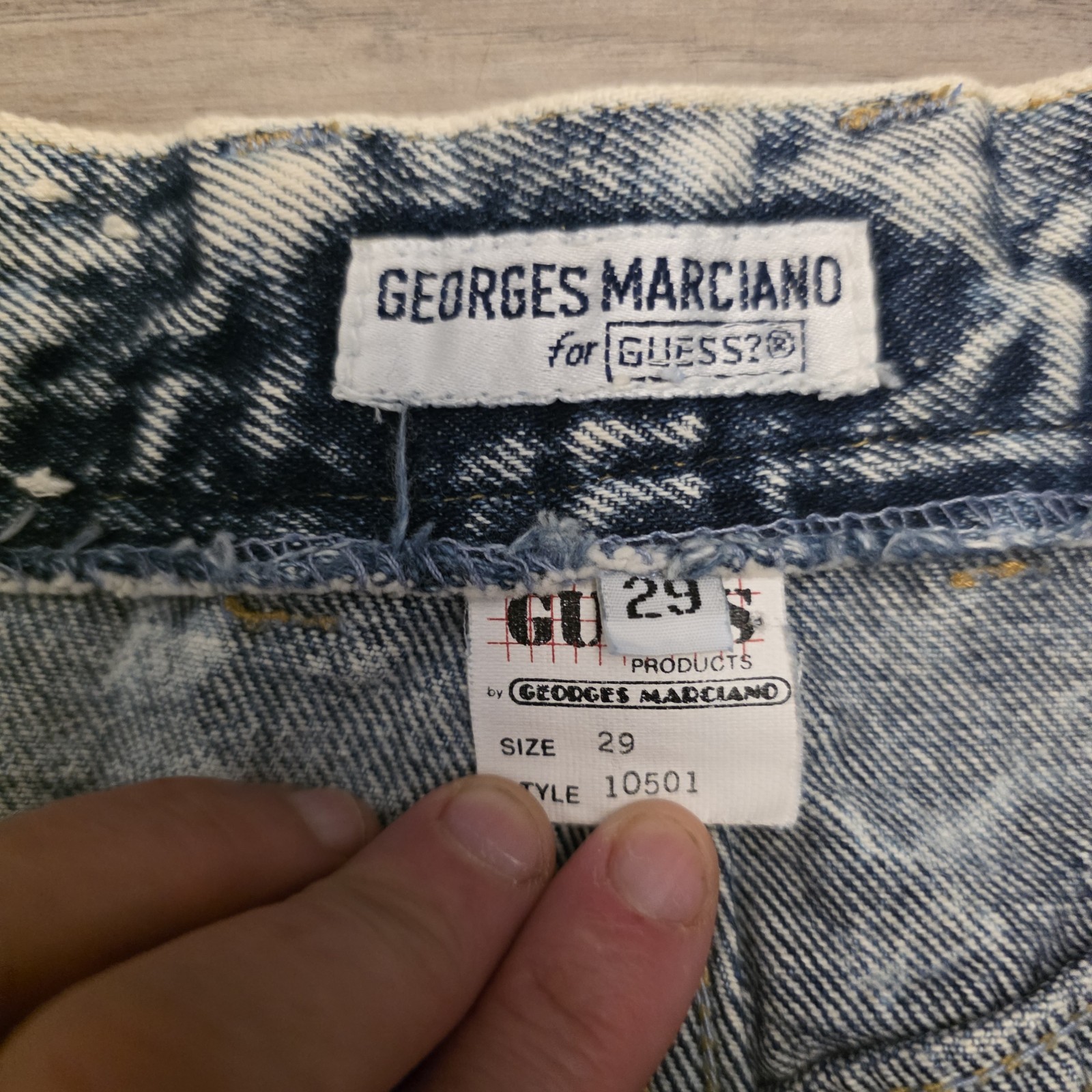 Vintage 80s/90s Georges Marciano for GUESS Acid Wash Denim Skirt Size 29