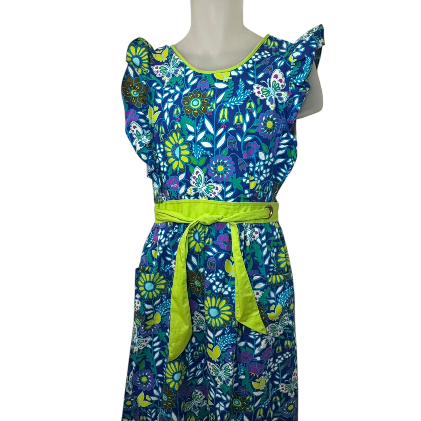 Vintage 70s Design House Japan Floral Pinafore Apron Dress Boho Cottagecore