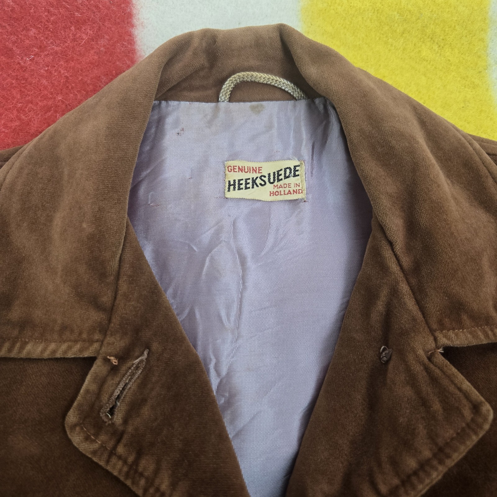Vintage 1960’s Genuine Heeksuede Jacket Made In Holland Tan Khaki M/L