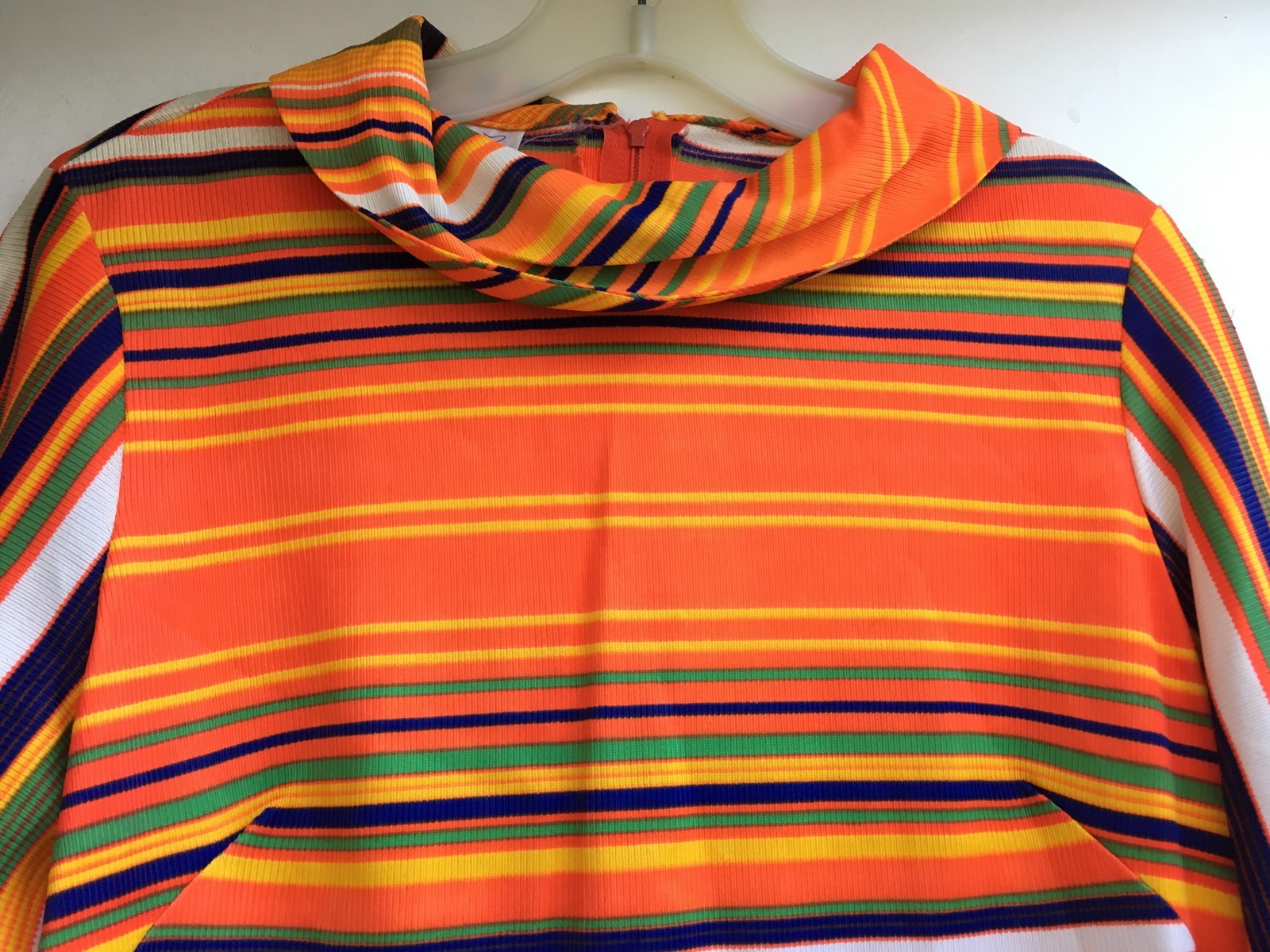 Vintage Long Sleeve Bright Striped Top Aladdin Brand Mock Turtleneck 60s 70s Mod