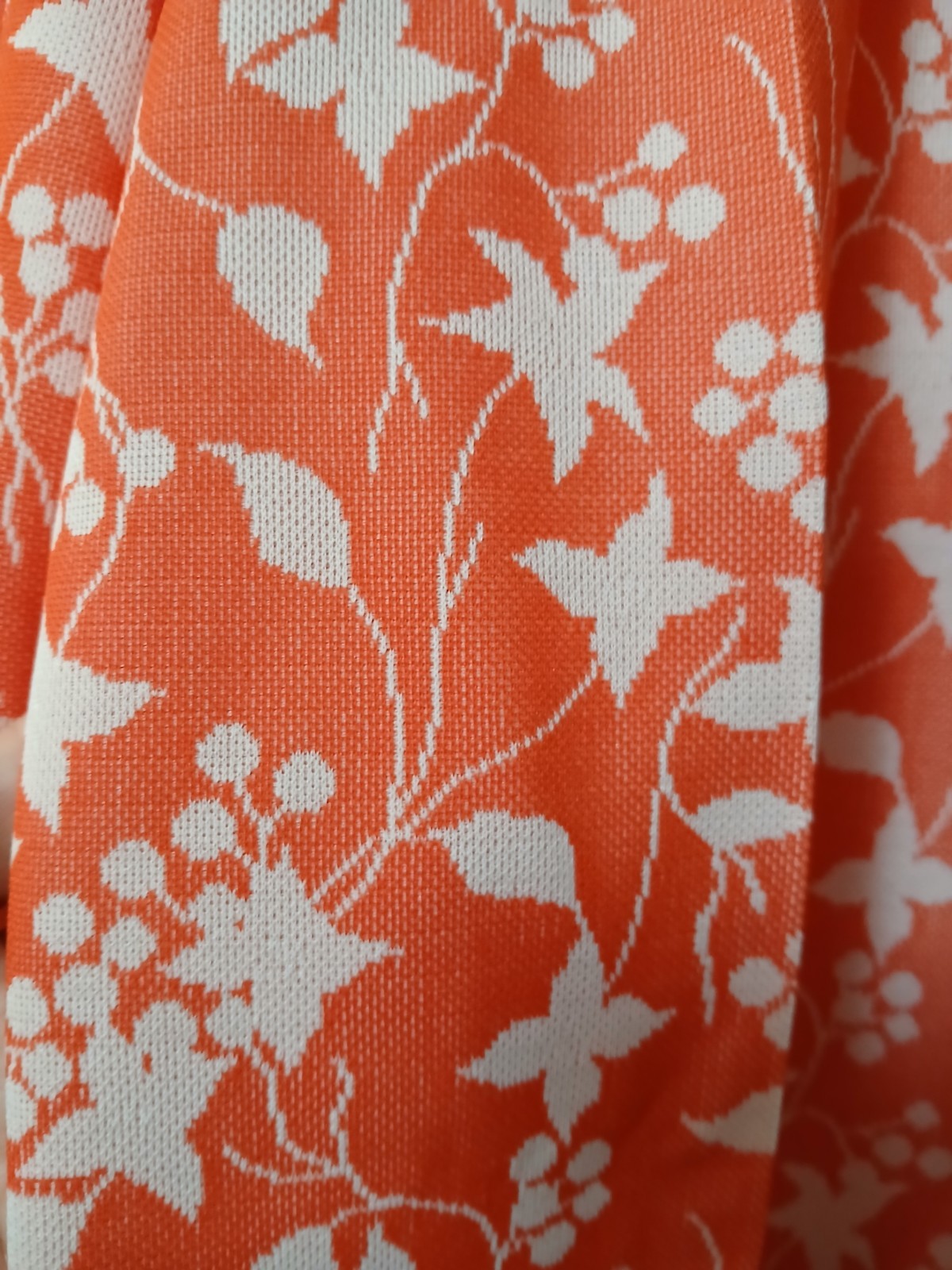 True Vintage 70s Wide Leg Pull On Pants Womens Floral Print Retro Orange