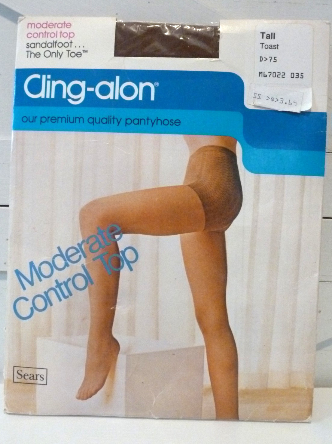 Vintage Sears Cling-Alon Ultra Sheer Sandalfoot Mod. Control Top Toast tall