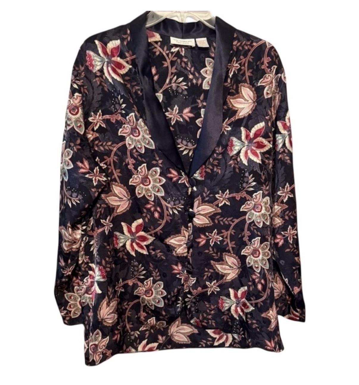 Vintage Victoria’s Secret Gold Label Floral Satin Pajama Top Jacket M L