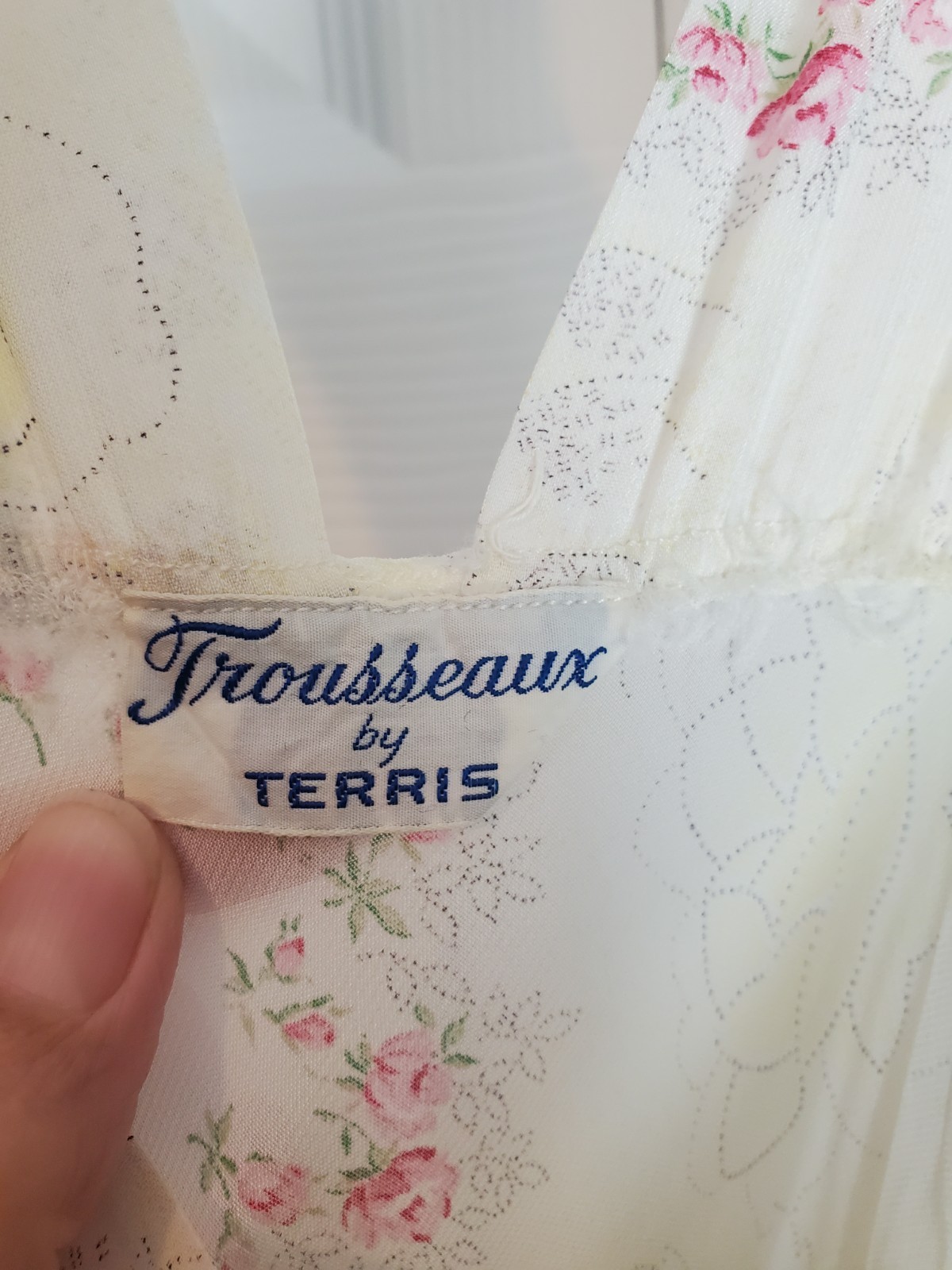 Vintage Trousseaux by Terris Floral Chiffon Gown & Robe Set Lace Empire Waist