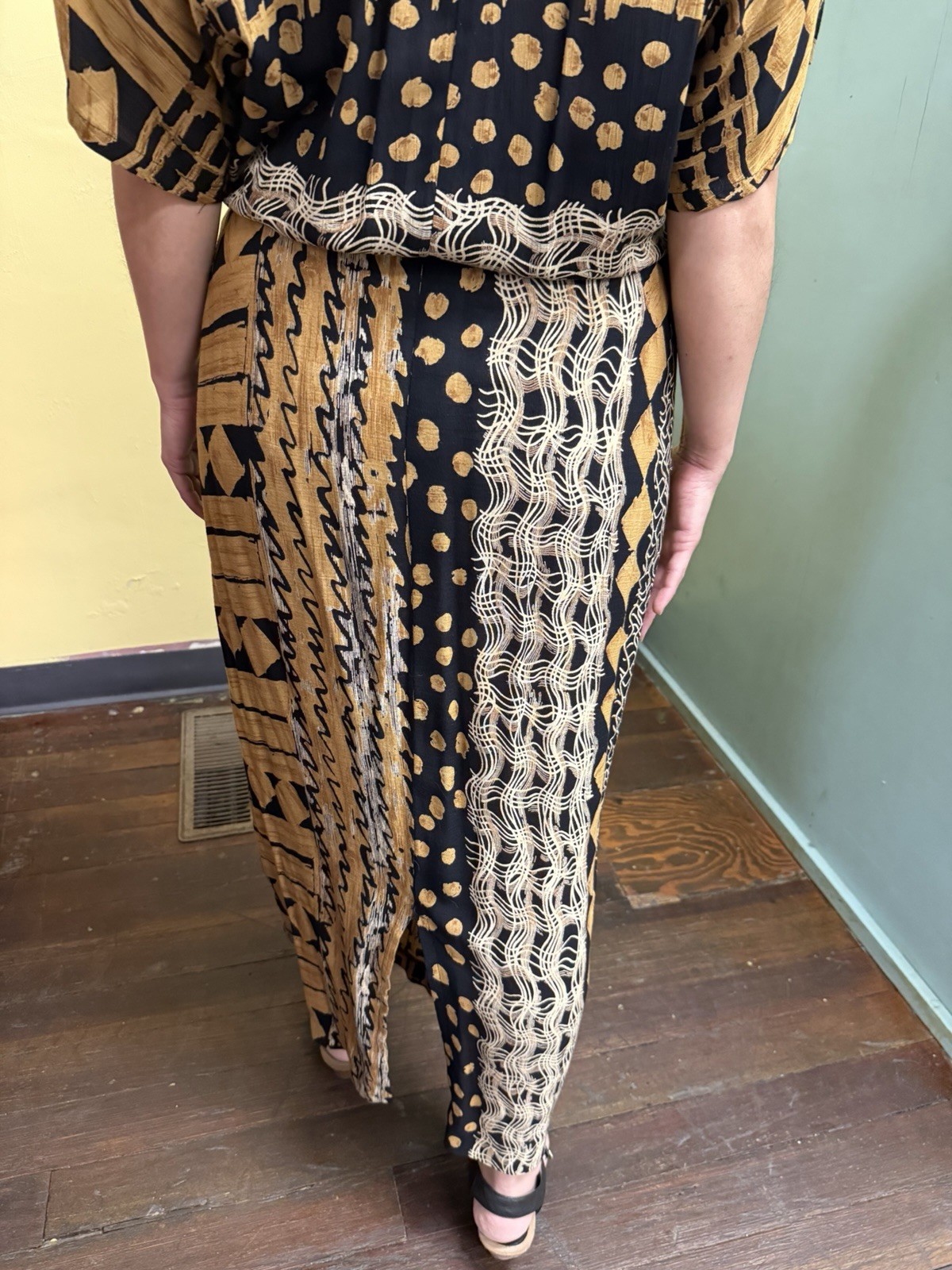 Vintage 90s Casual Corner Tribal Print Maxi Dress Size 10