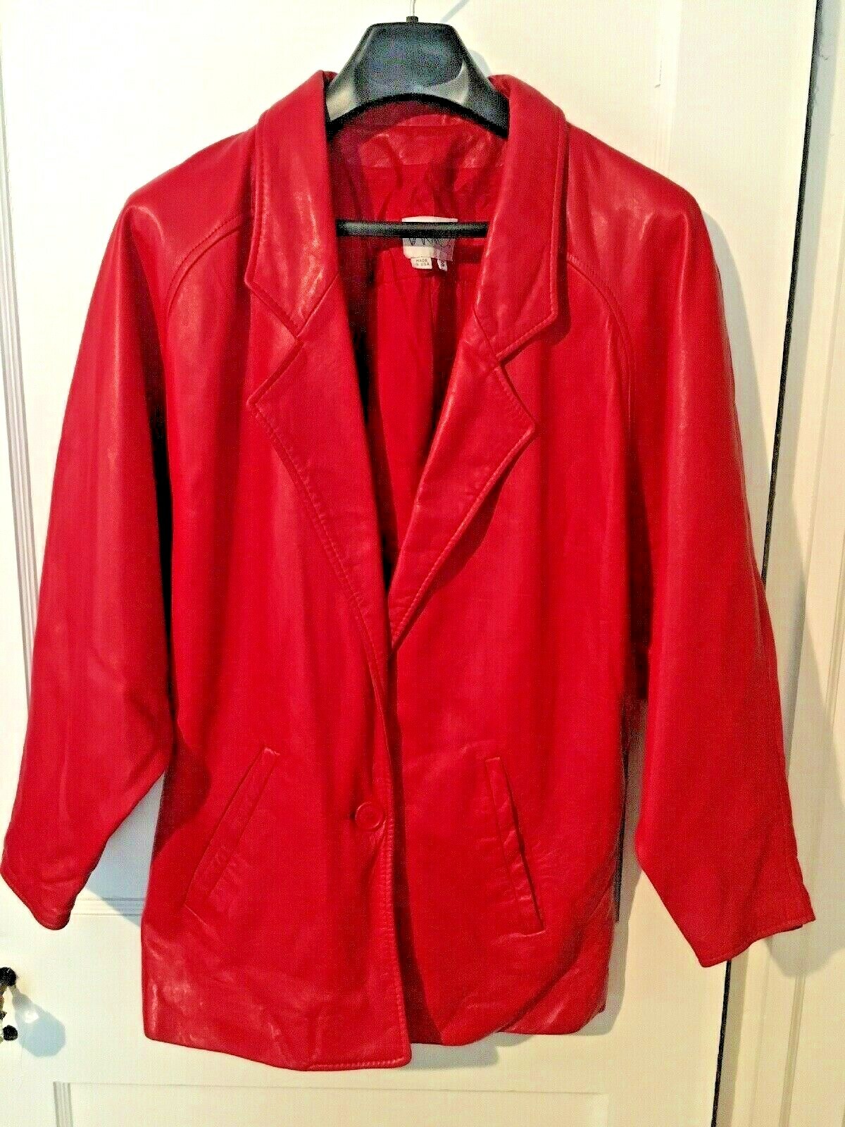 Vintage 80s Vakko Red Leather Jacket Womens Small USA Coat Fashion Coat