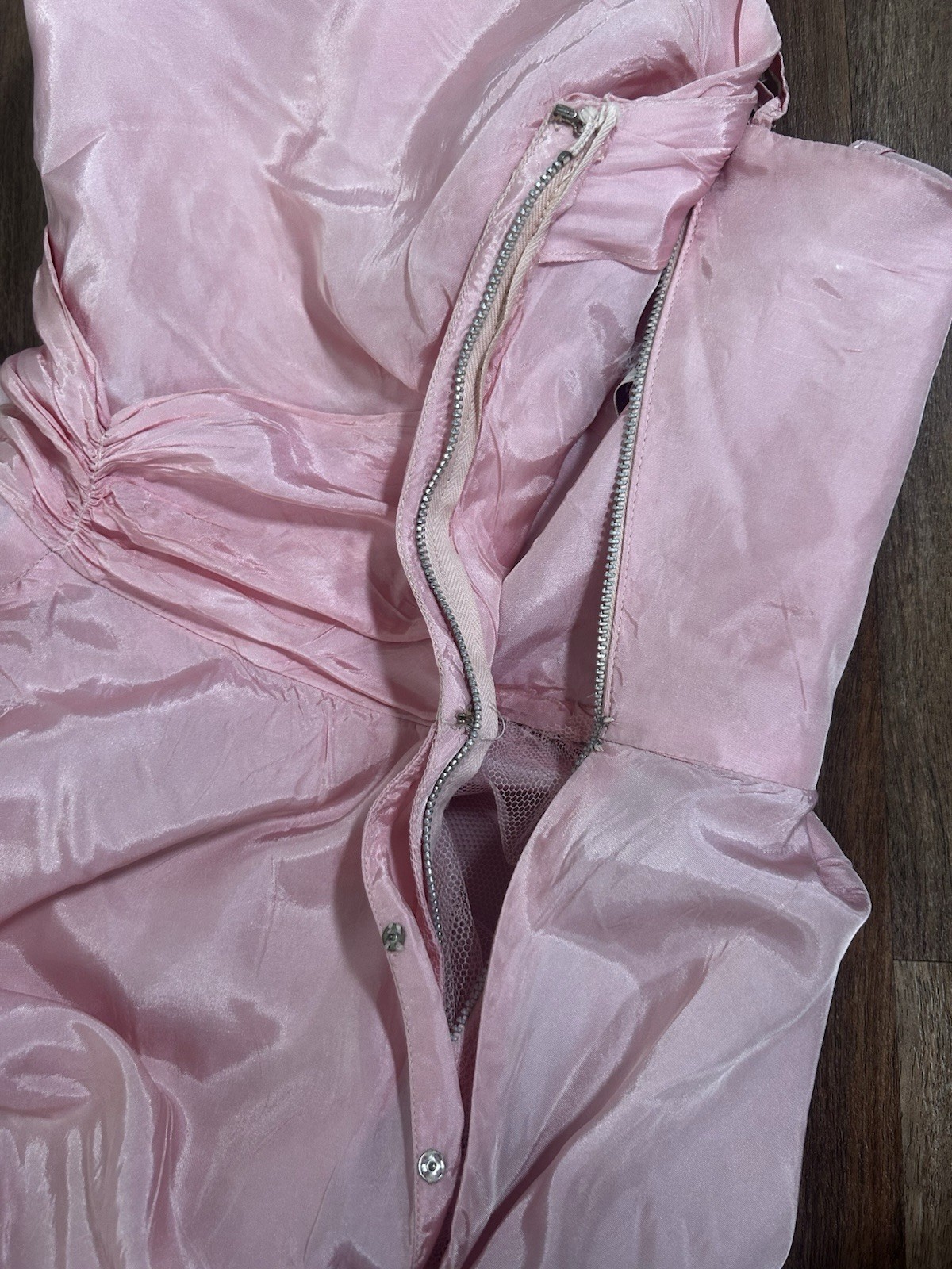 Vintage 1950s Will Steinman Rose Pink Cupcake Satin Silky Prom Gown Dress