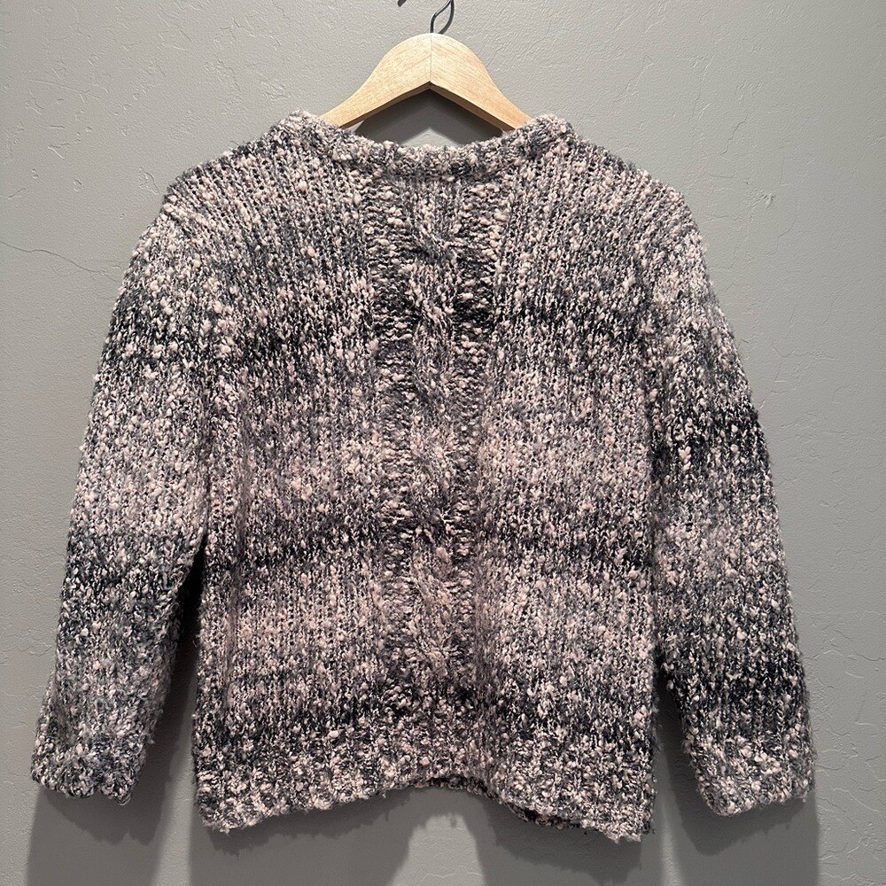 Vintage 90s Honors Marled Cable Knit Sweater Gray Cozy Cropped