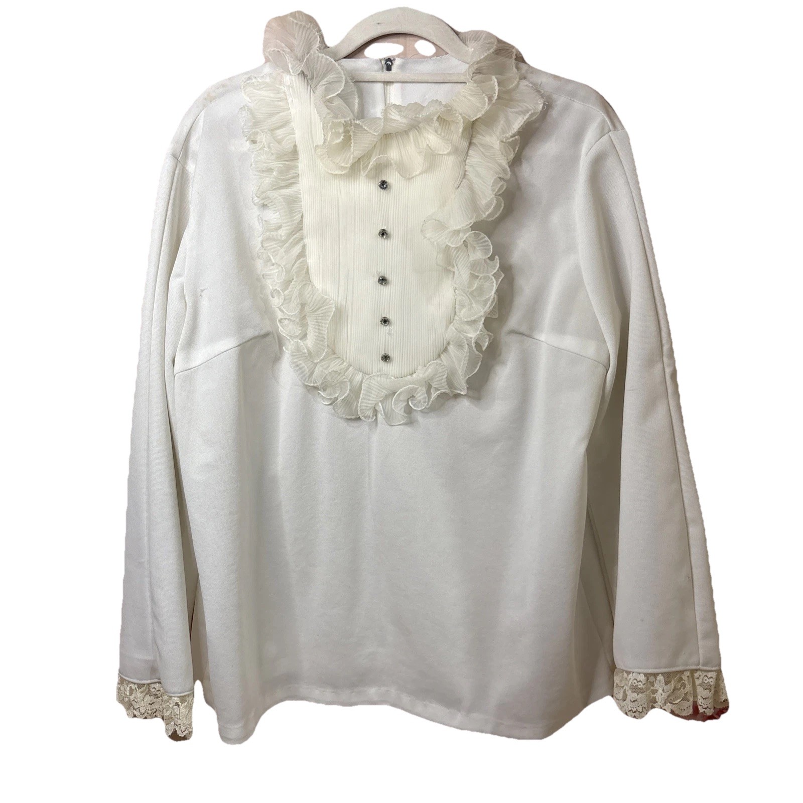 Vintage Handmade Secretary Blouse Tradwife 50’s 60s 70s CLASSY RUFFLES & LACE