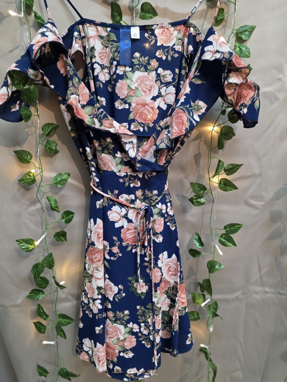 Vintage Floral Mini Wrap Dress 90’s Y2K Whimsical Fairy Ruffled Made In USA Sz S