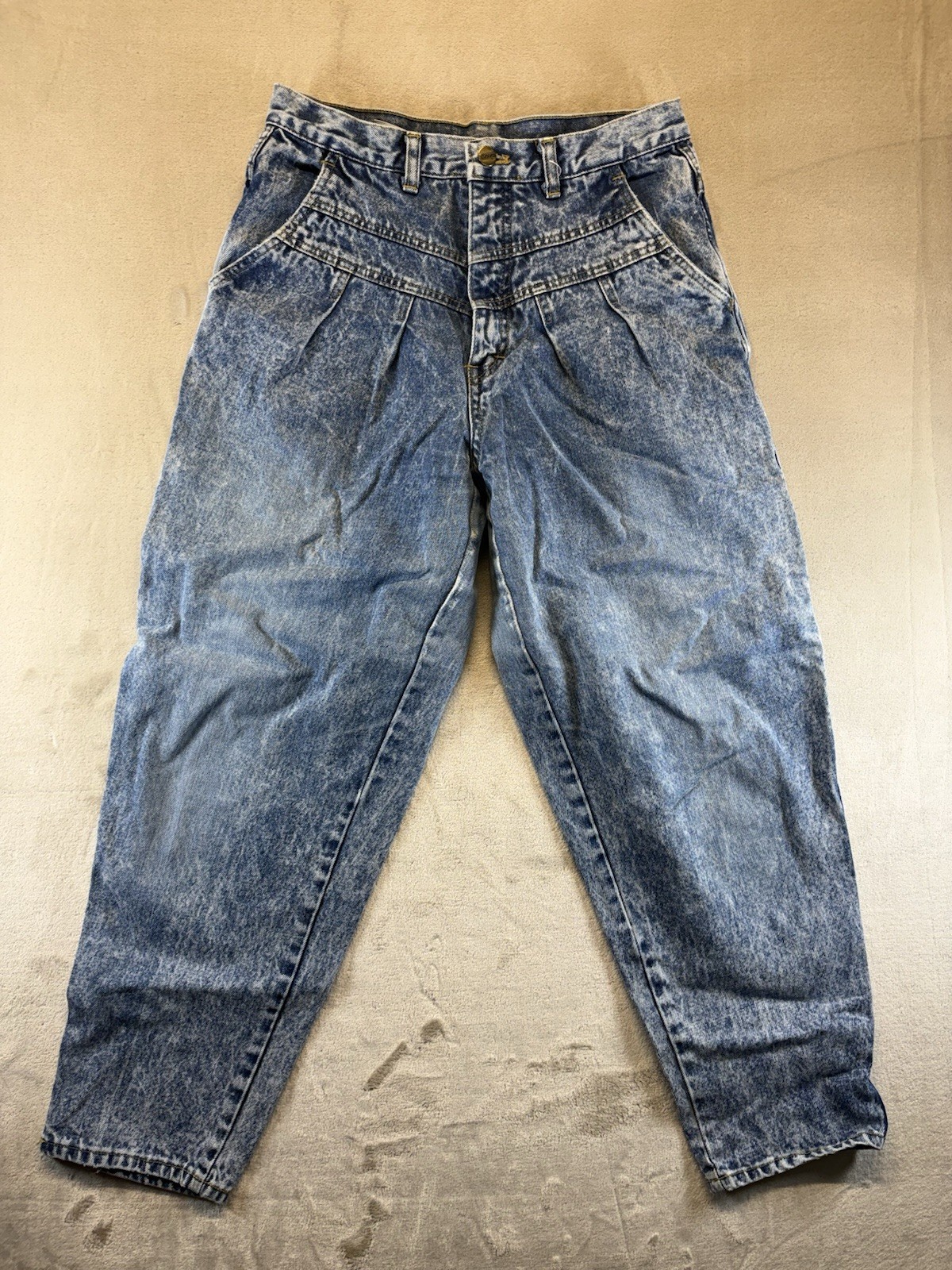 Vintage 80s Honors Acid Wash Denim Jeans High Waist Tapered Blue Size 14