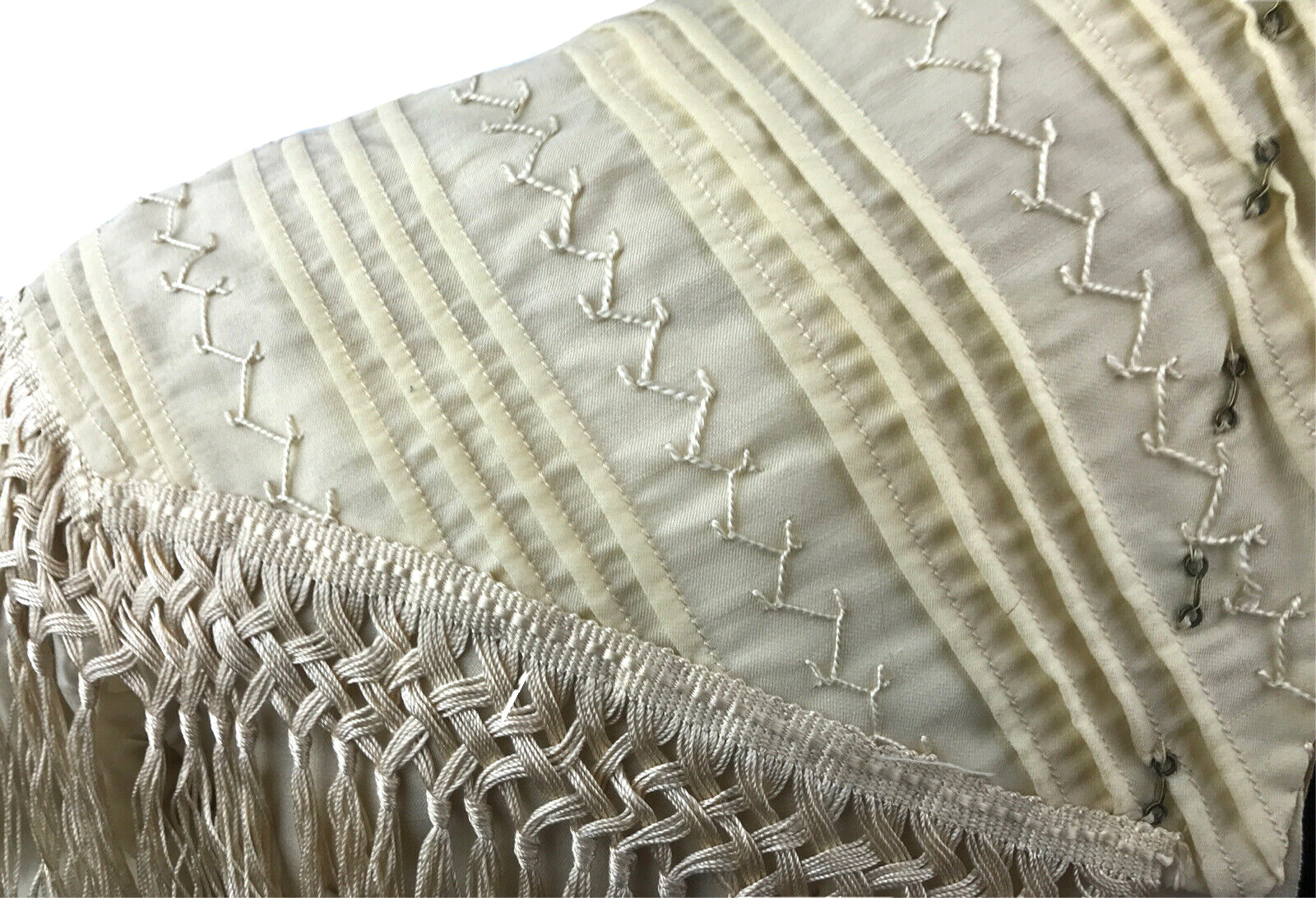Antique Womens Ladies Victorian Blouse Shirt Fringe High Collar Leg of Mutton