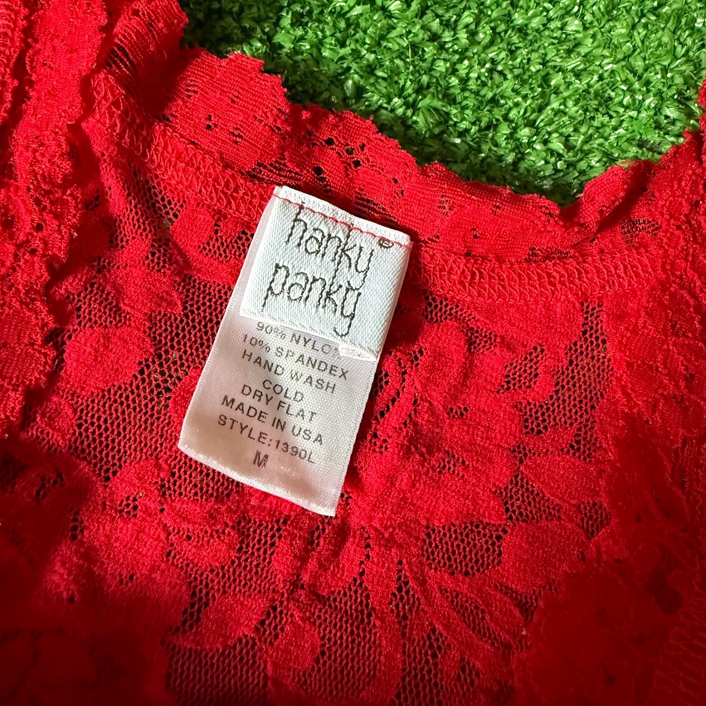 Vintage Y2K Hanky Panky Red Lace Camisole Lingerie Cami Made in USA Top Size M