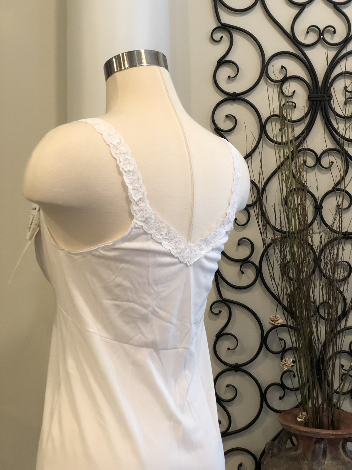 Vintage Full Slip Size 34 SHADOWLINE White Lace Nylon NOS