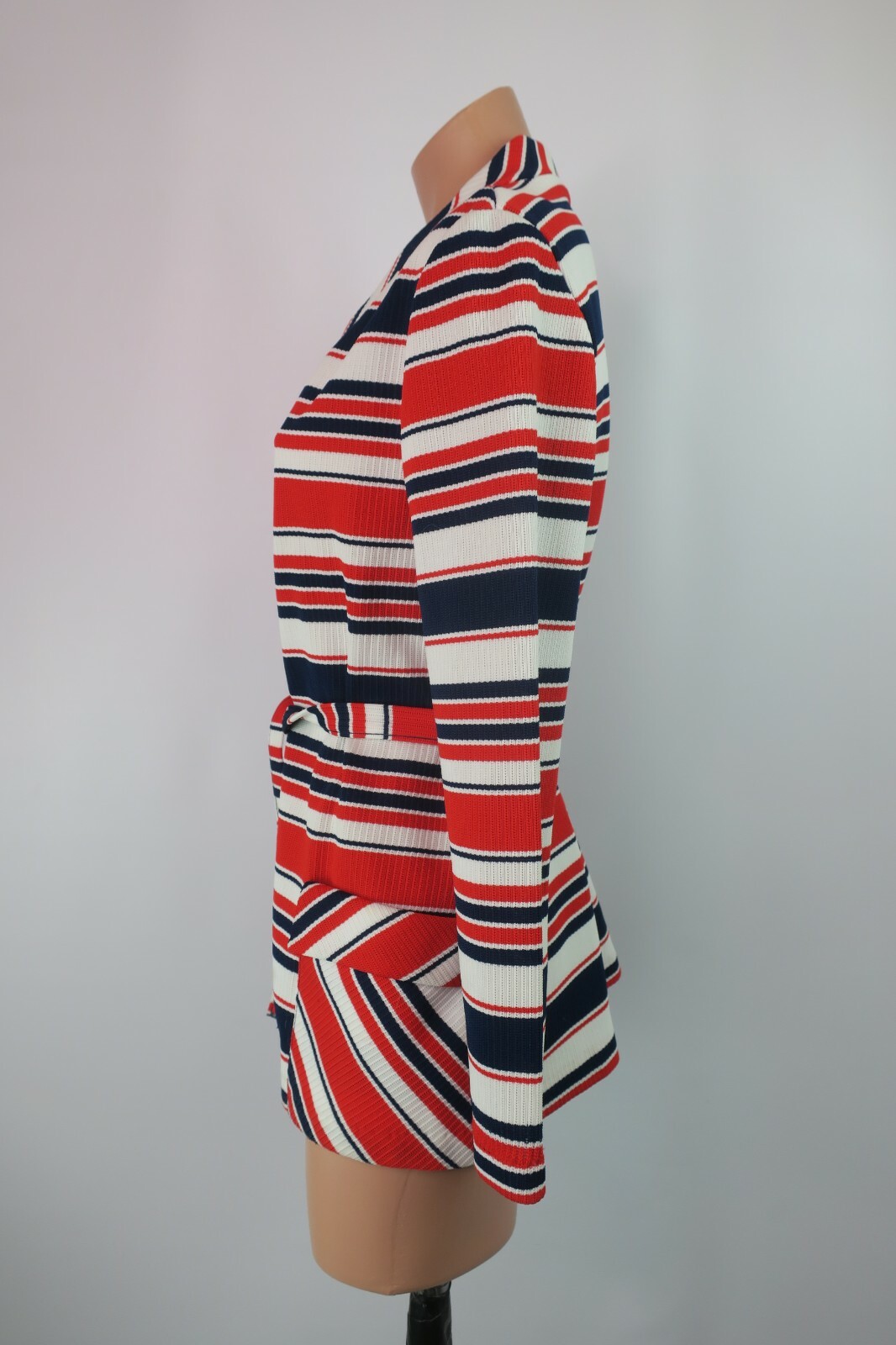 Vtg 60s JCPenney Patriotic 4th of July Jacket Fashions Striped Red White Blue M