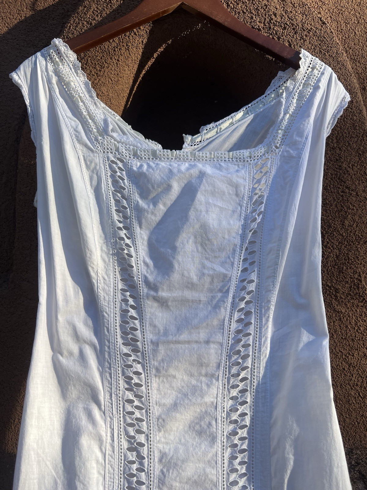 Antique Edwardian White Cotton Princess Slip