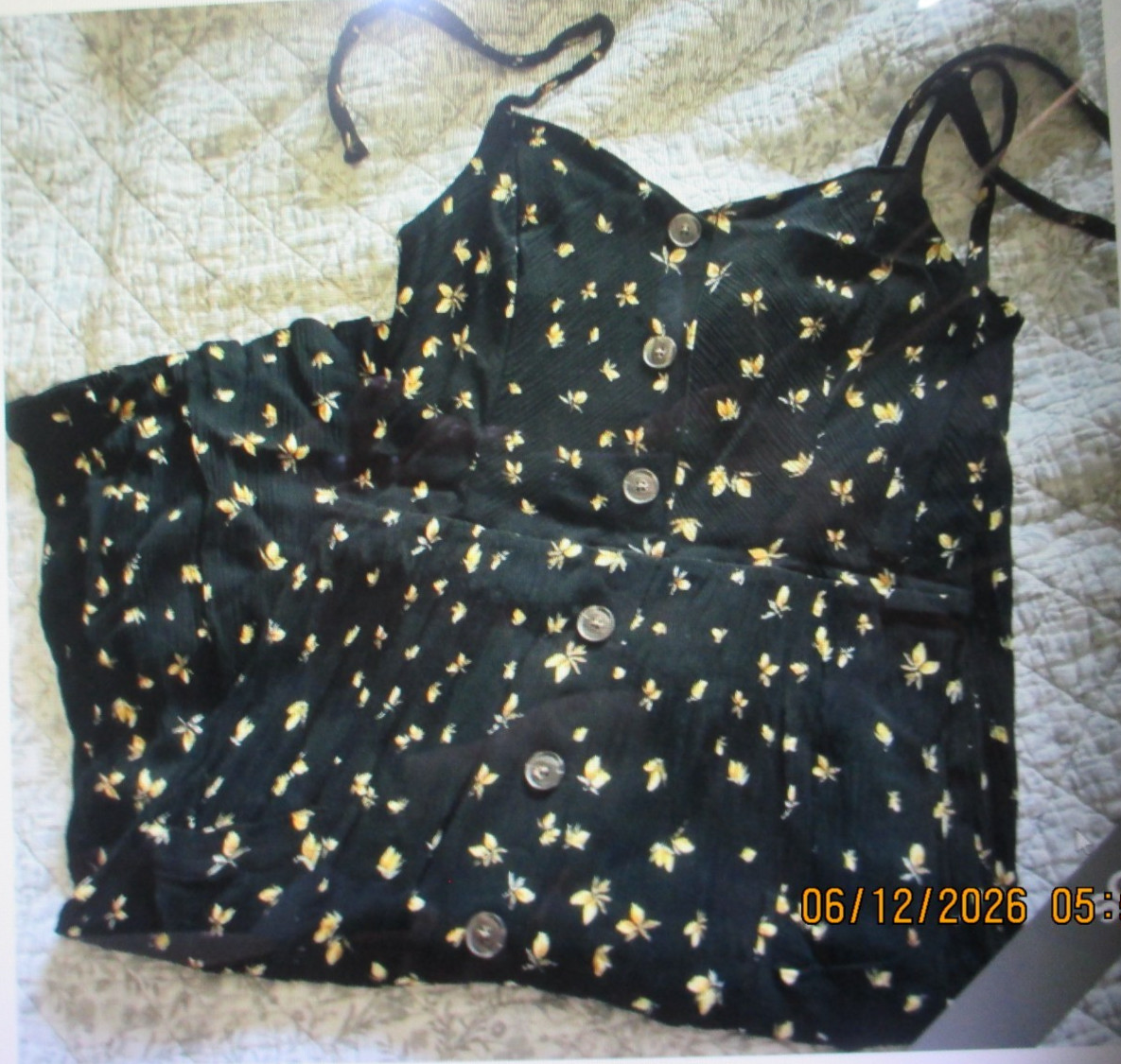 VINTAGE LC 40’S STYLE DRESS BLACK STATIONARY BUTTON DOWN A-LINE DRESS SIZE M
