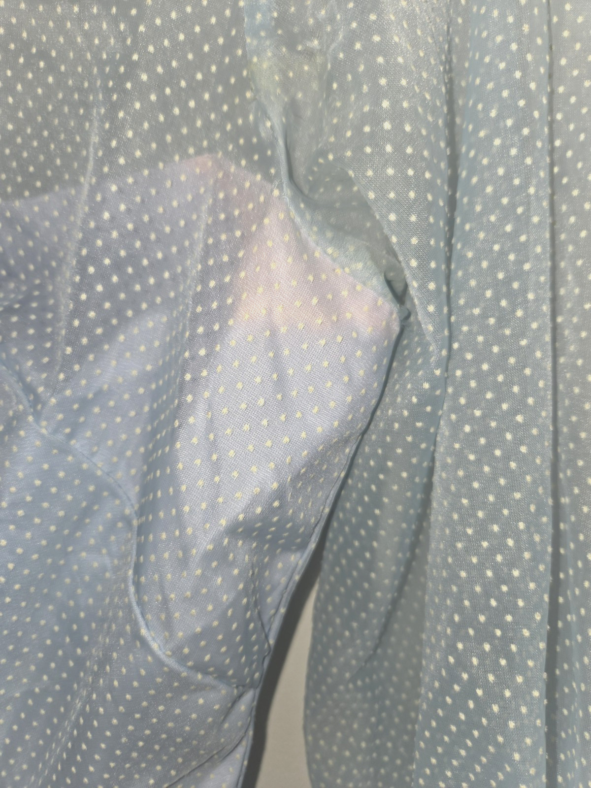 VTG Handmade Blue Flocked Dotted Swiss Dot Maxi Dress Prairie Cottagecore Small