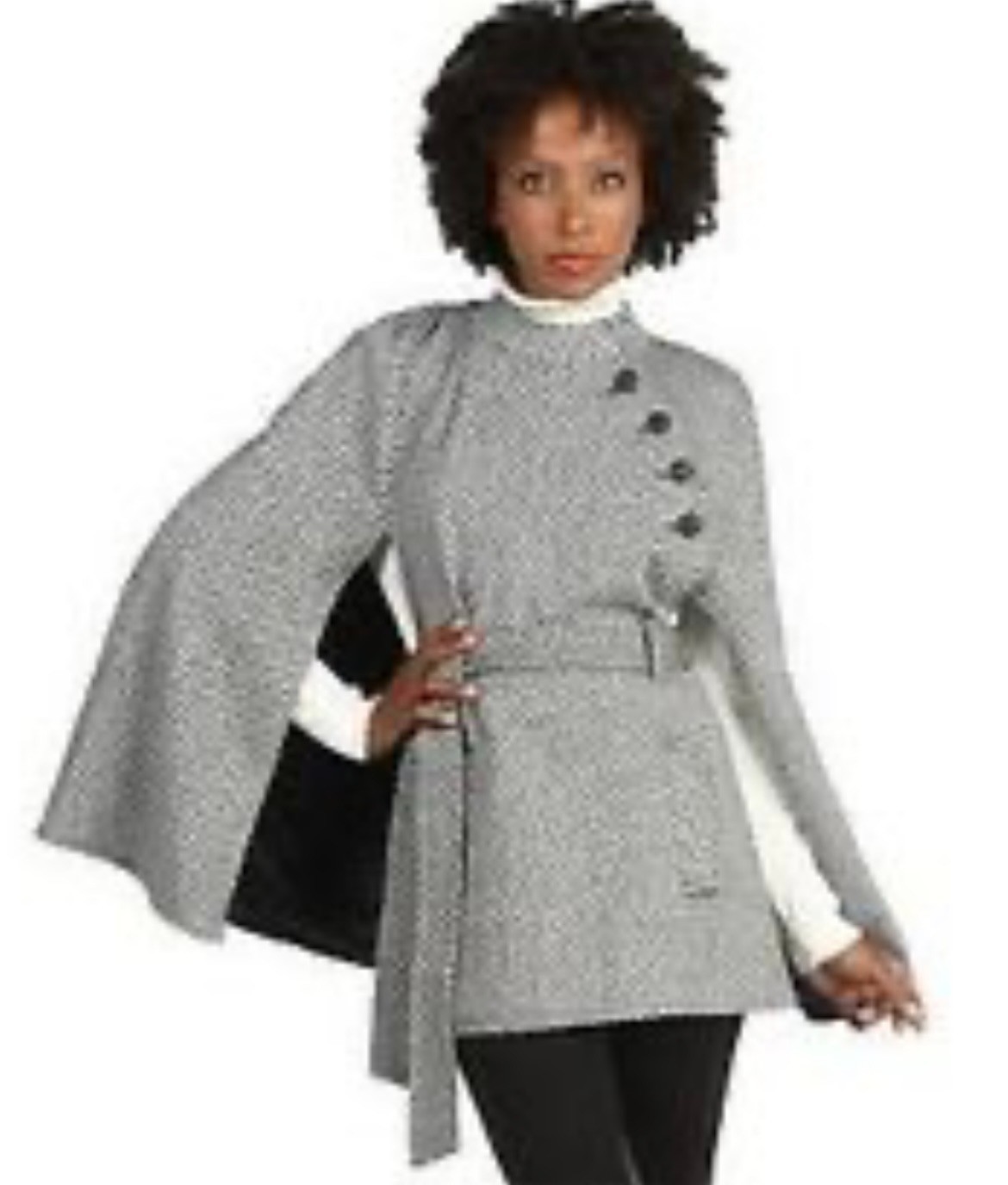 VINTAGE JOAN RIVERS CAPE NAVY WOOL BLEND SIZE L – NEVER WORN