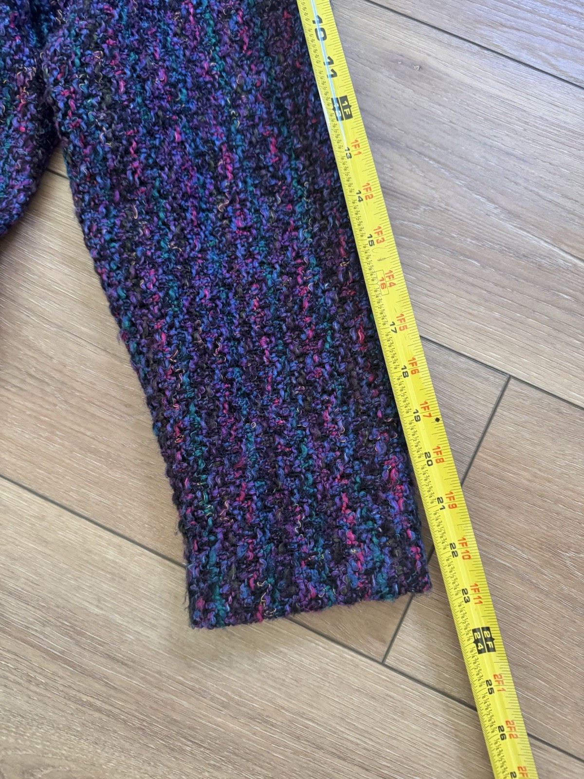 Vintage 80s Lucia Petites Purple Tweed Cropped Blazer Large Multicolored Bouclé