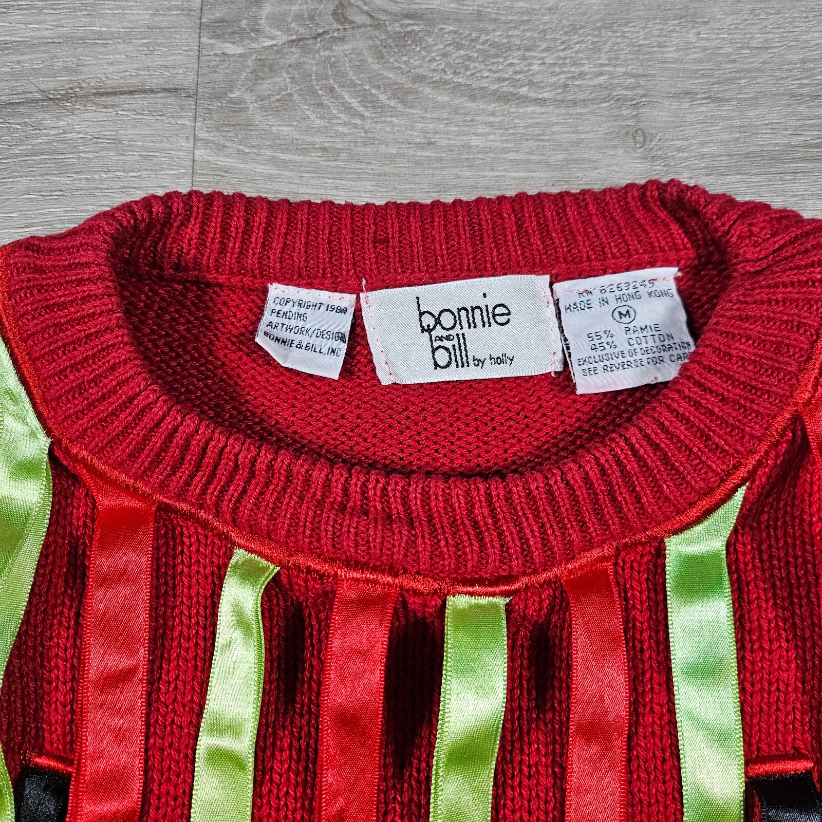 Ugly Christmas Sweater Bonnie and Bill Jingle Sweater Womens M Red Vintage 1985