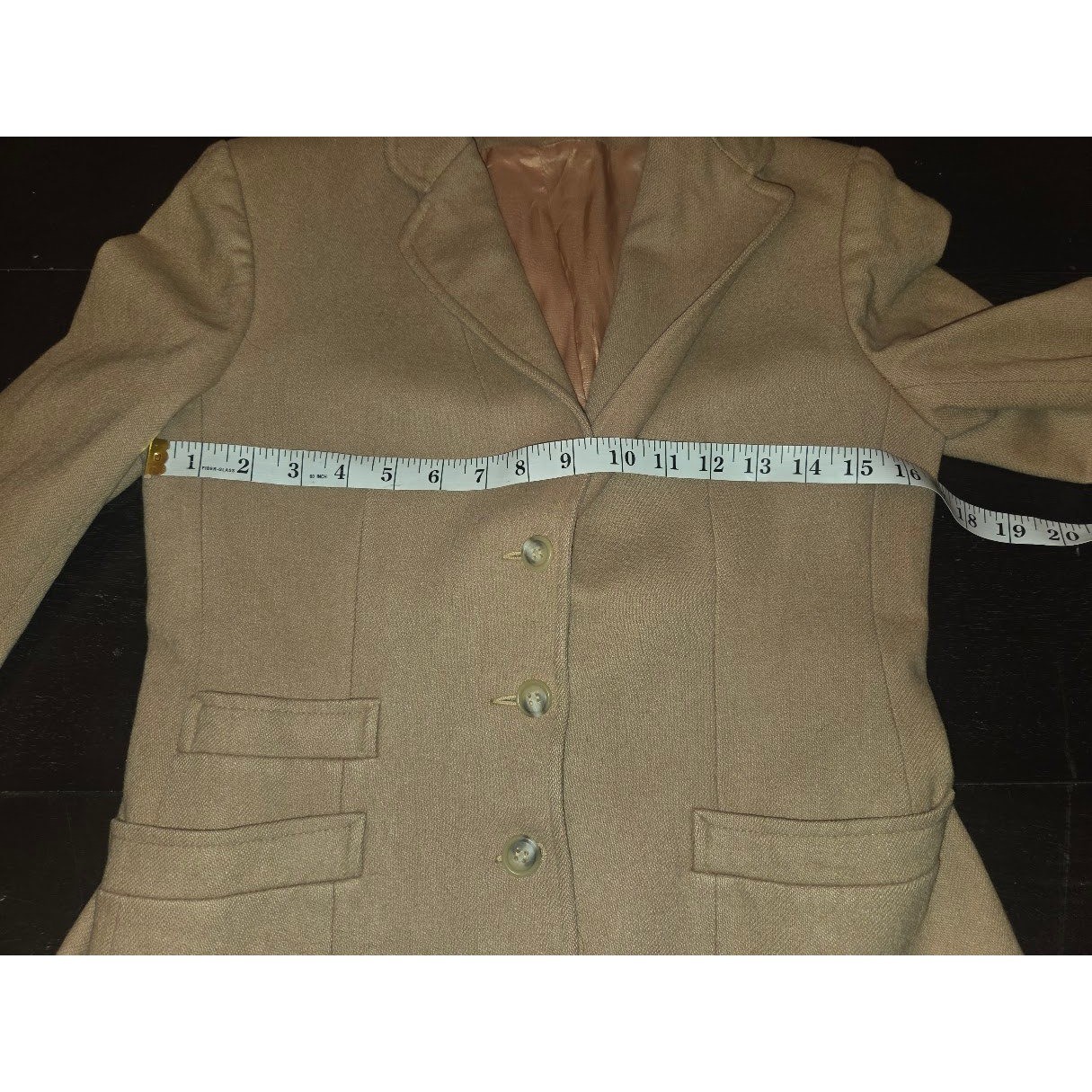 Ah! Austin Hill Womens Tan Wool Blend 3 Button Blazer Jacket Lined Vintage