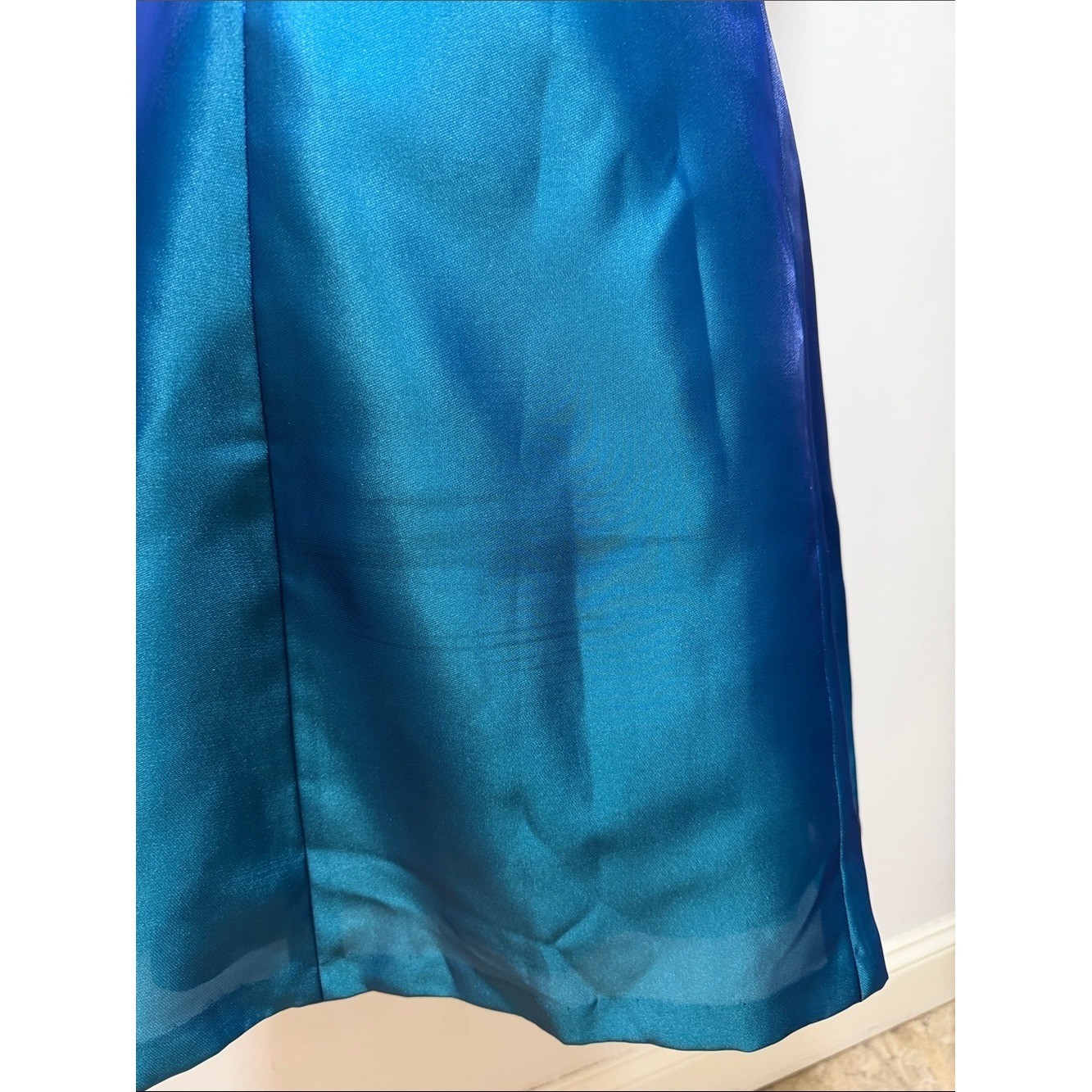 VTG Adrianna Papell Satin Square Neck Dress Coquette Princess Babydoll 8 Evening