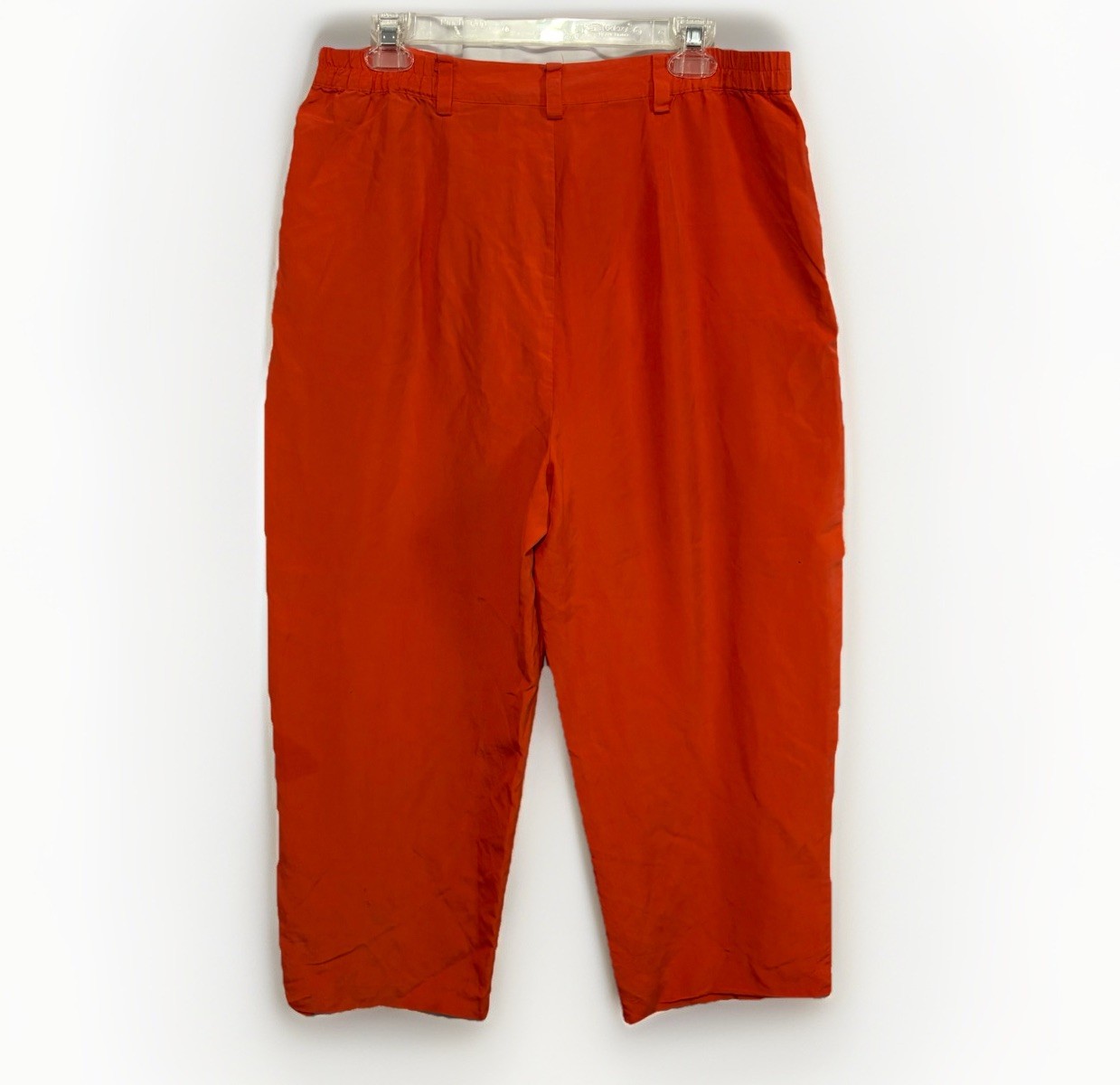Vintage 100% Silk Orange High Waisted Pleated Trouser Pants Classic Colorful