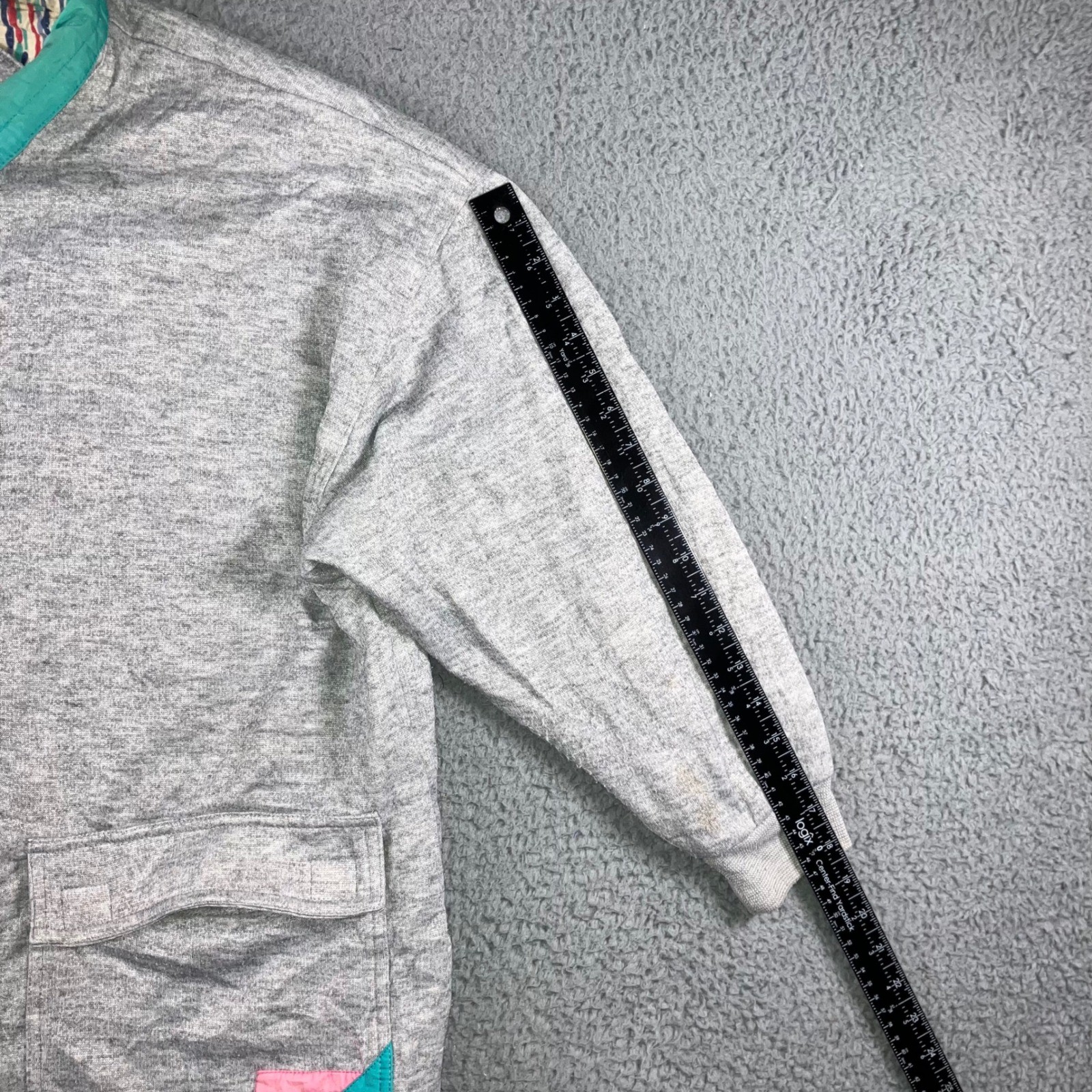 Vintage 80s Current Seen Sweatshirt Jacket Women XL Grey Grandma Eclectic Pastel
