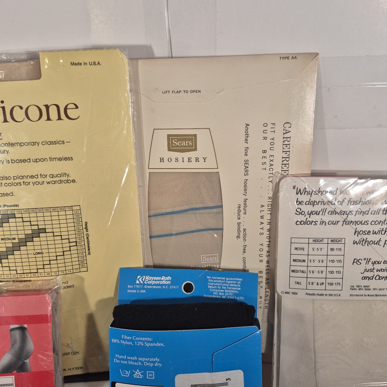 Pantyhose Lot of 7 Mixed Brand No Nonsense, Sears, EP, & Mayer (Size B & Large)