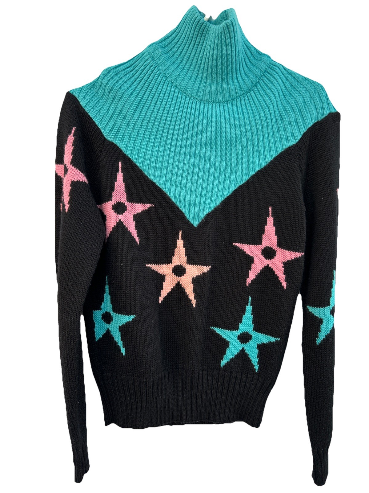 Vtg 80’s Hermans Wool Blend Pink & Blue Stars Skate Streetwear Medium Women