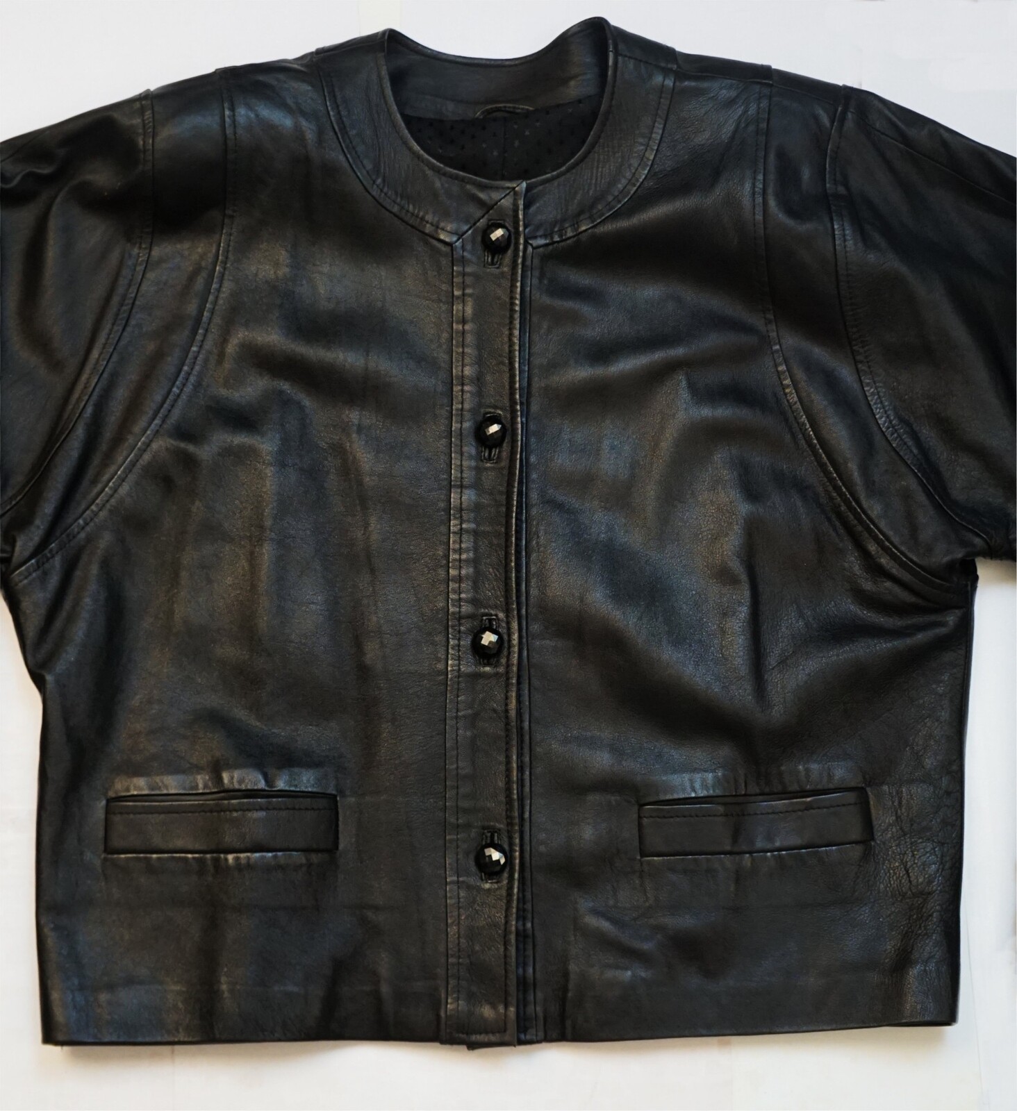 Vintage 80s PARRI’s Dolman Sleeve Black Leather Jacket 46 US 10