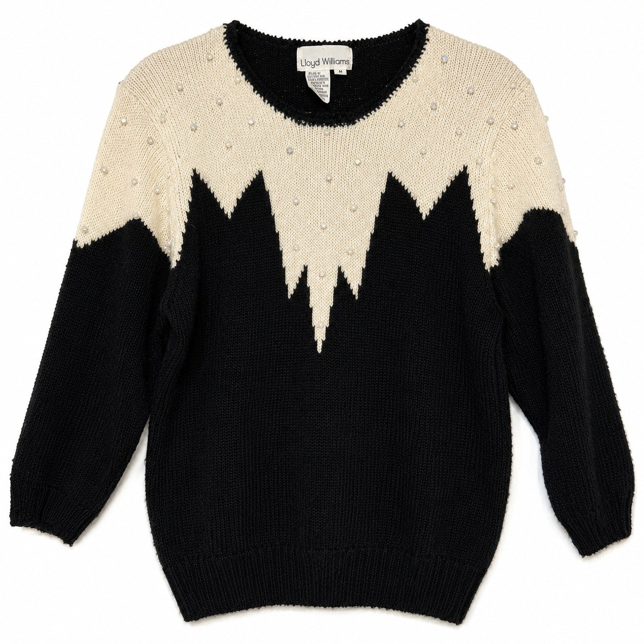 VTG Silk Quiet Luxury 80s Sweater Womens Medium Artsy Retro Beaded Dark Academia