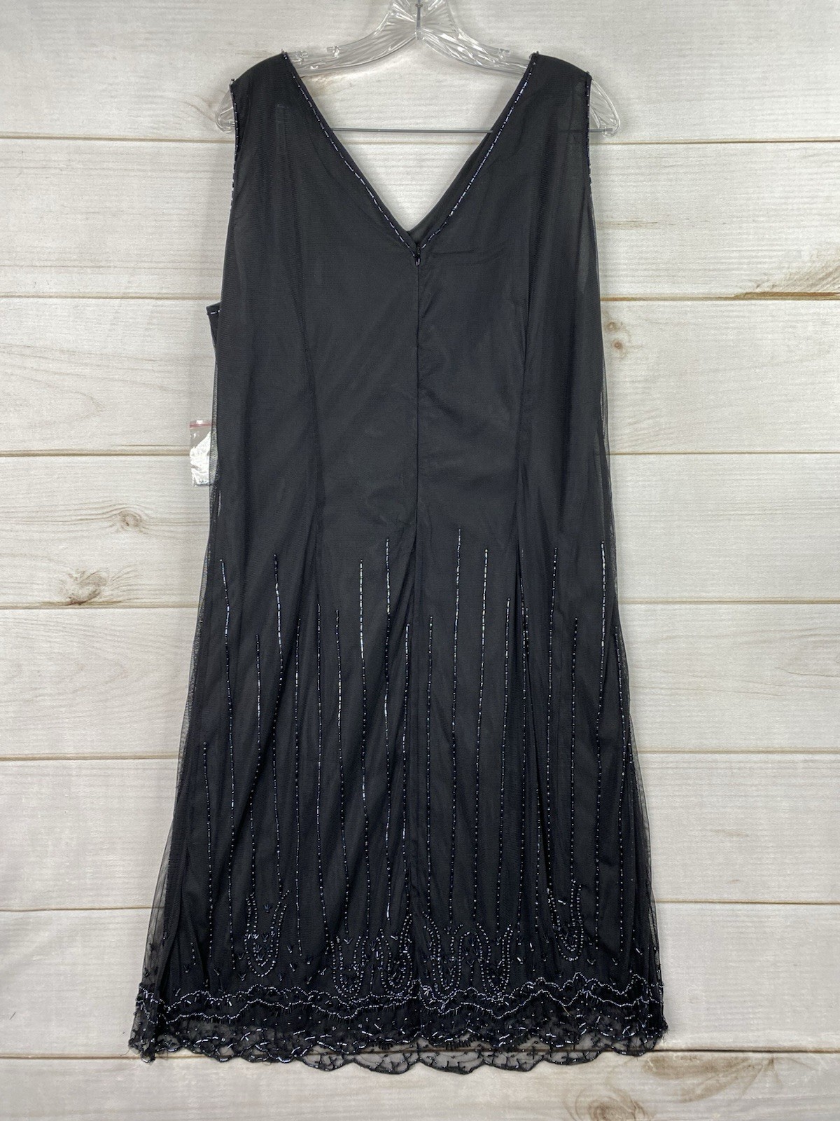 Vtg Phool Dress XL Little Black Beaded Overlay Lined Party 50’s Retro Look NEW!
