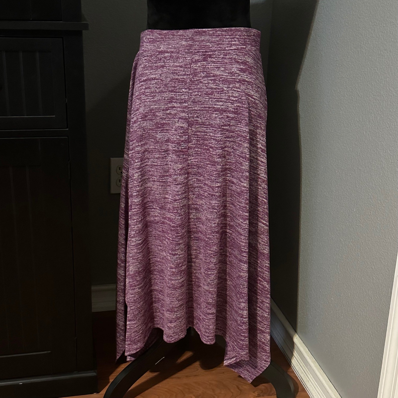 Ruby Rd Womens Handkerchief Hem Skirt Small Purple Knit Stretch Casual Boho