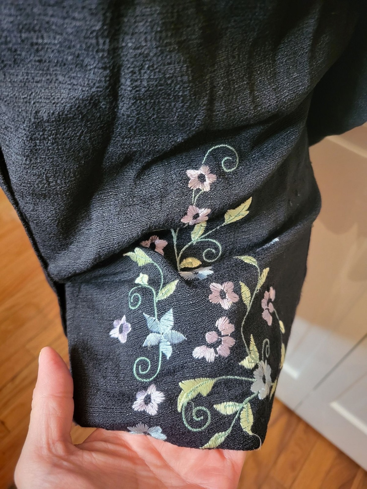 Studio 1 Vintage 90s Black Embroidered Button Up 16 Dark Cottage Whimsygoth