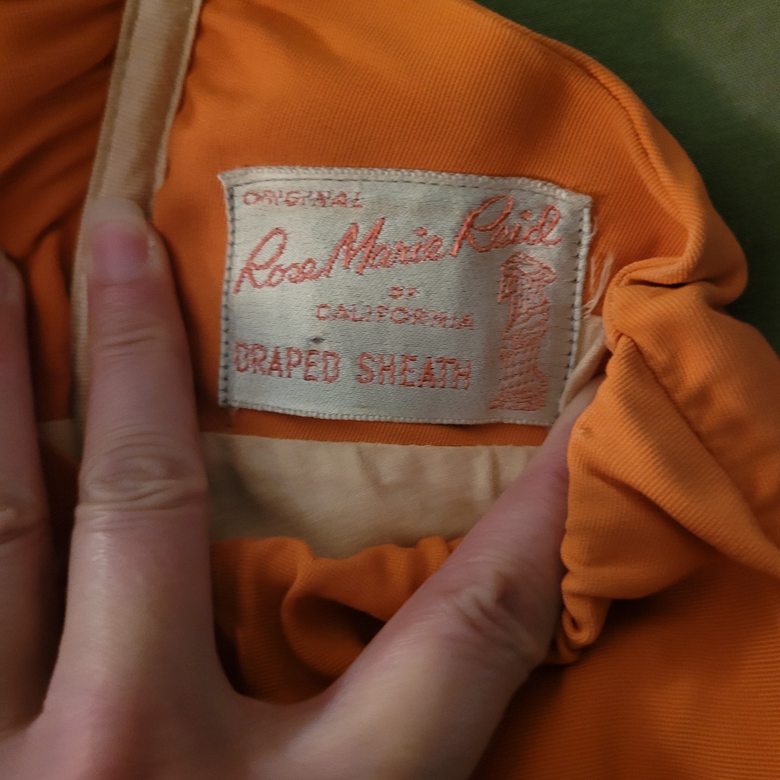 Vintage 1950s Rose Marie Reid Draped Sheath Swimsuit Orange Bow Pinup S M