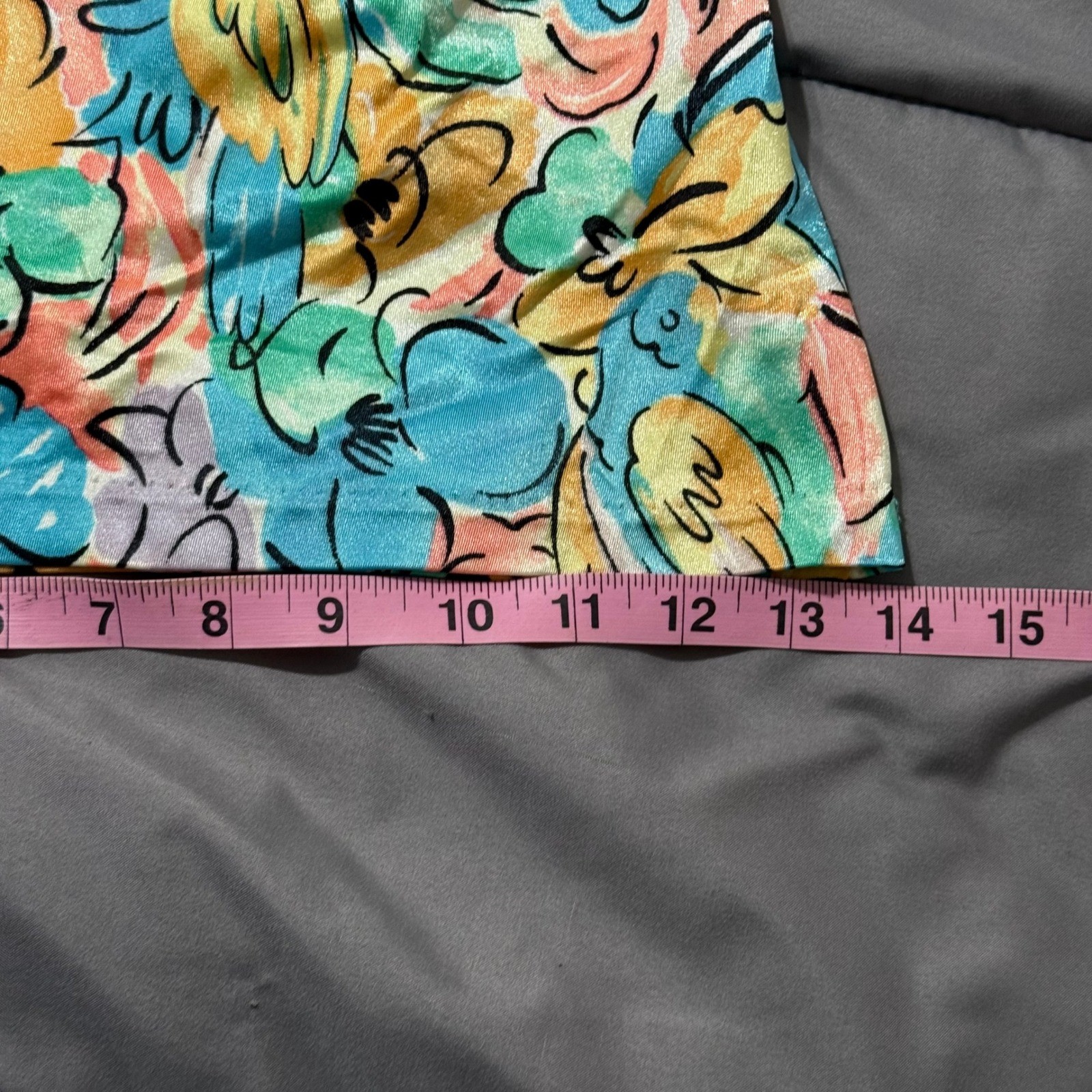 Maxine of Hollywood Vintage Floral Romper Swimsuit Blue Yellow Pink Size 14 USA