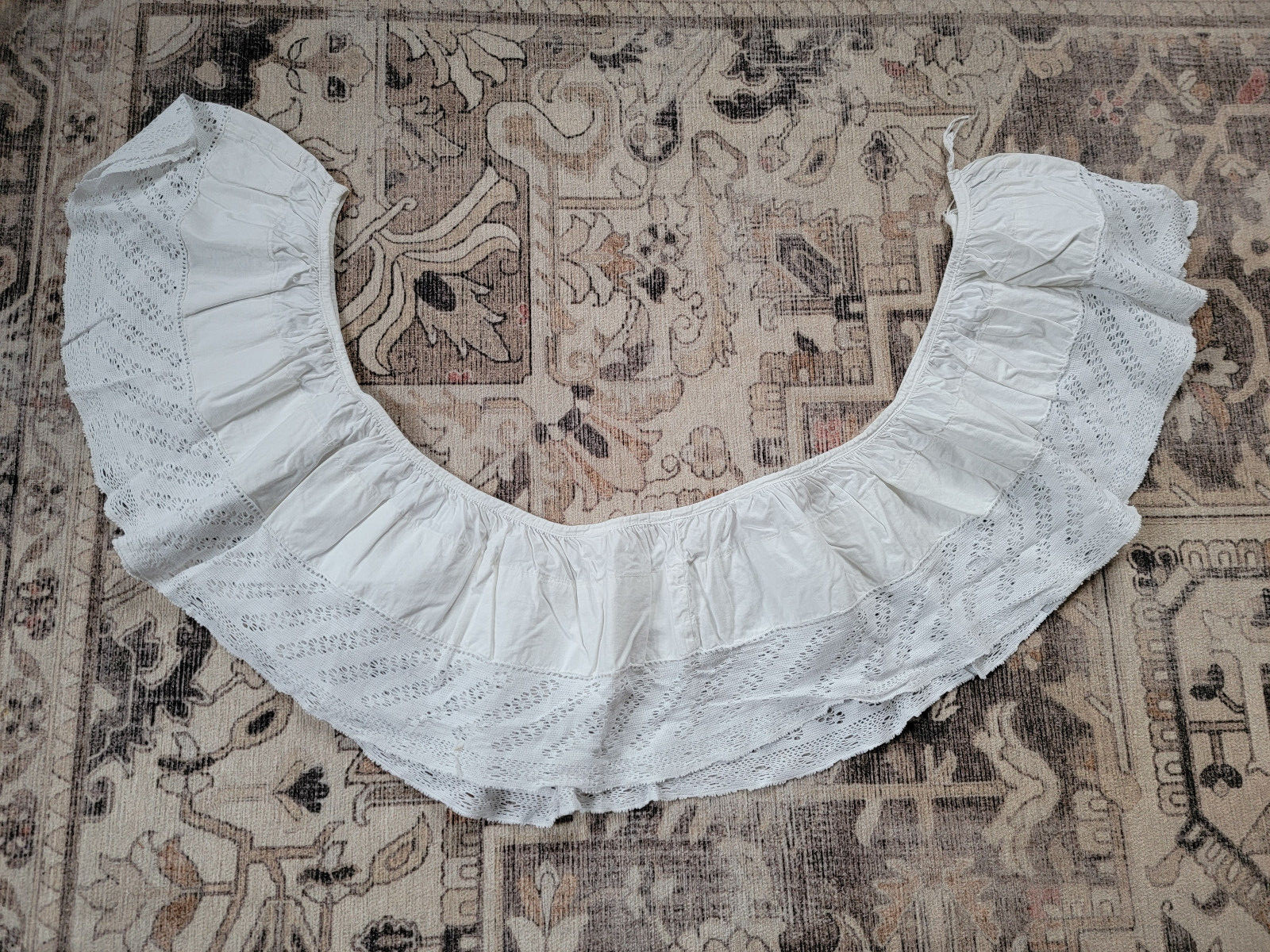 Antique Vtg Petticoat Slip Attachment Lace Trim Edge 8×72 cotton white 2 yards