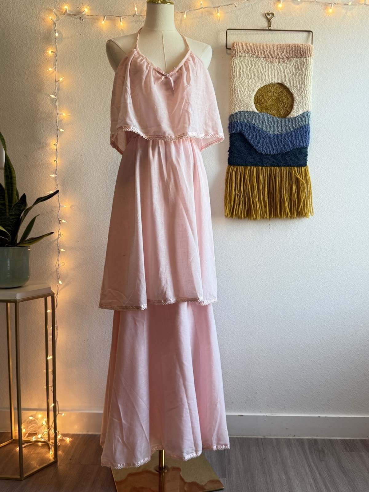 Trivia By Charm Of Hollywood Vintage Rare Pink Dress Gown Size S Maxi Ruffles