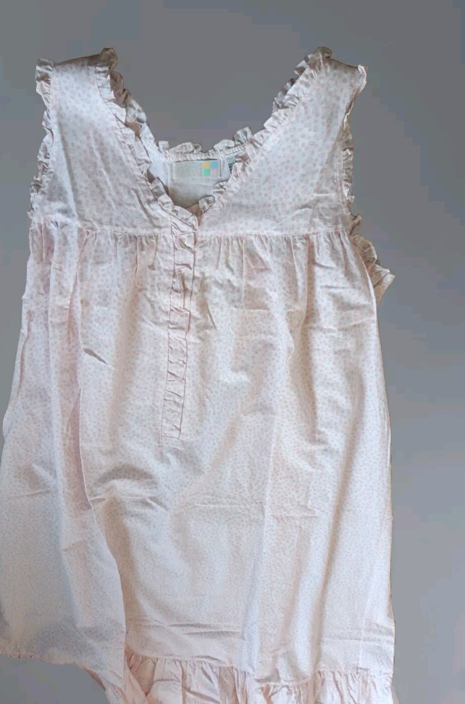 VTG 80s Claudia Barnes Intimate Long Cotton Night Gown Ruffle Hem Sz M, New Tags