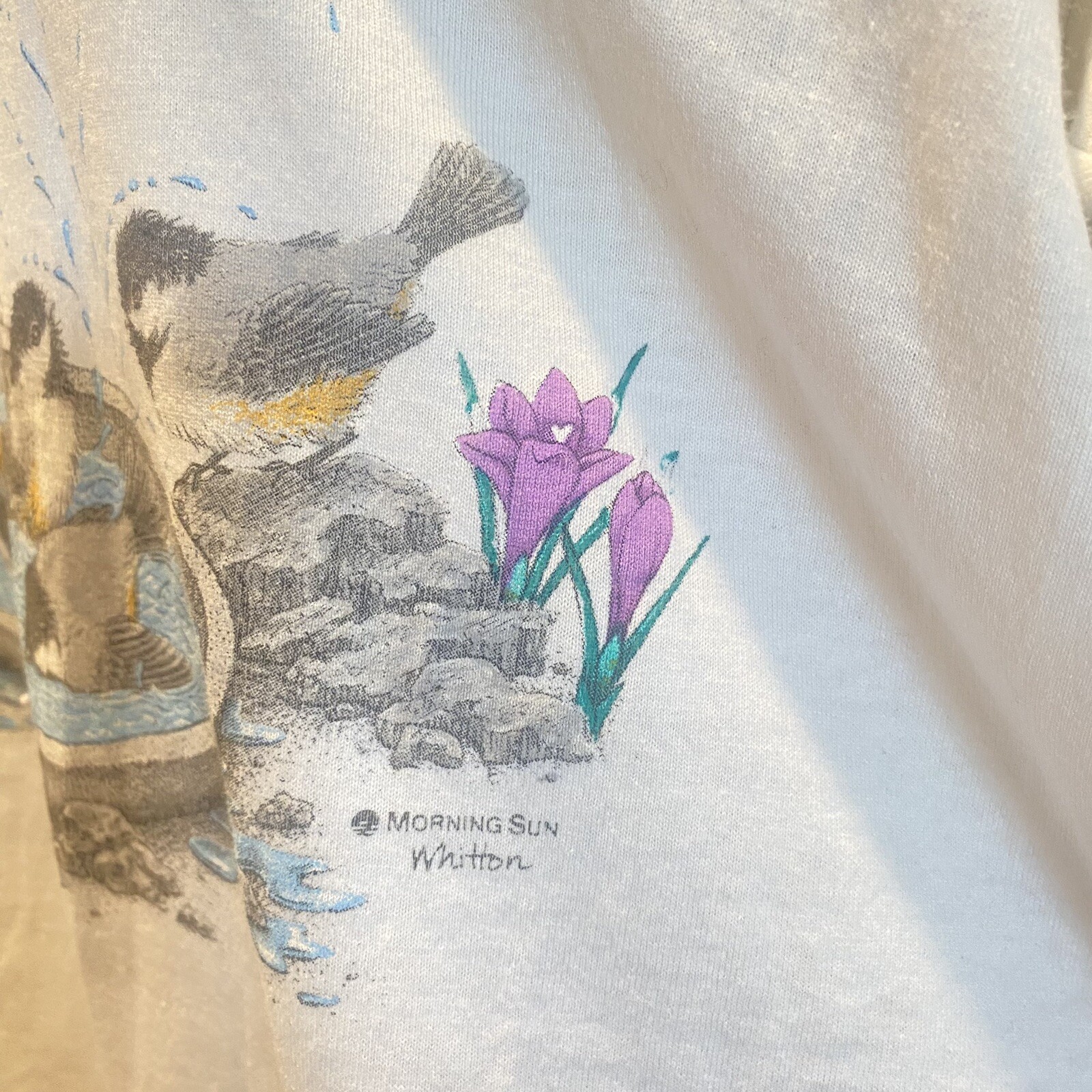 Vintage 90s Grandma Cottage core Morning Sun Collar Cute Shirt Birds