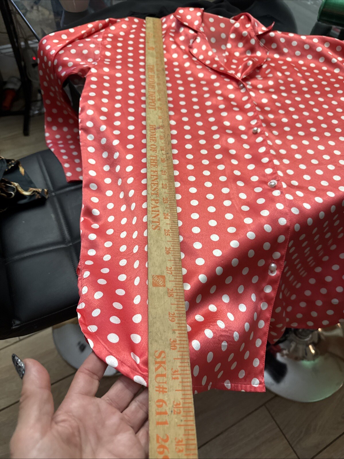 VTG Victoria’s Secret Gold Label Polka Dots Pearl Buttons Sleep ShirtSZ P/S 6b