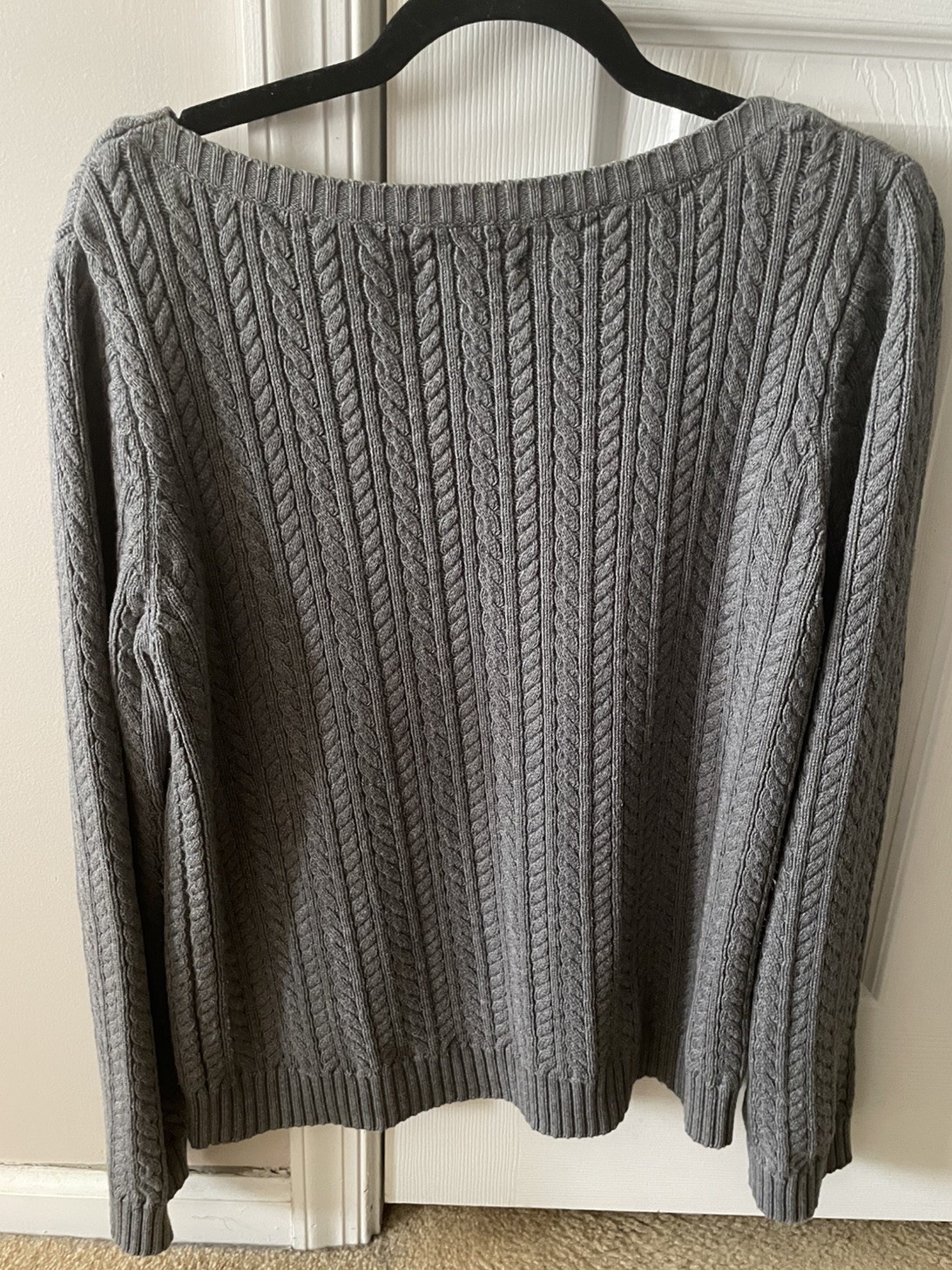 Used Ralph Lauren Cotton Cable Sweater Size M, Sophisticated Heather Dark Gray