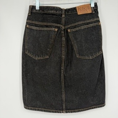 Vintage 90s Marithe Francois Girbaud Black Denim Skirt High Waist Size 9/10 USA