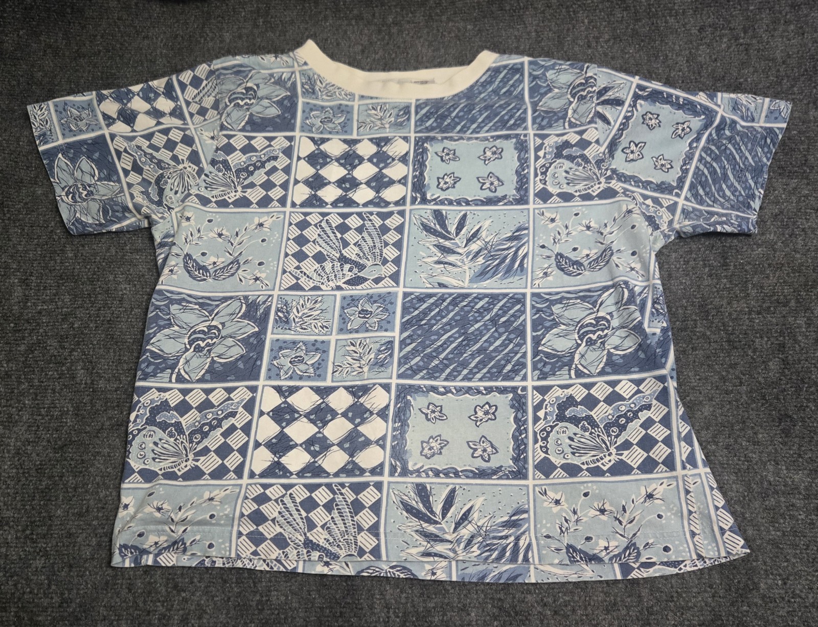 Vintage Womens Blouse Bundle Size L Large Lot 3 Act III Floral Teal Blue 80s 90s