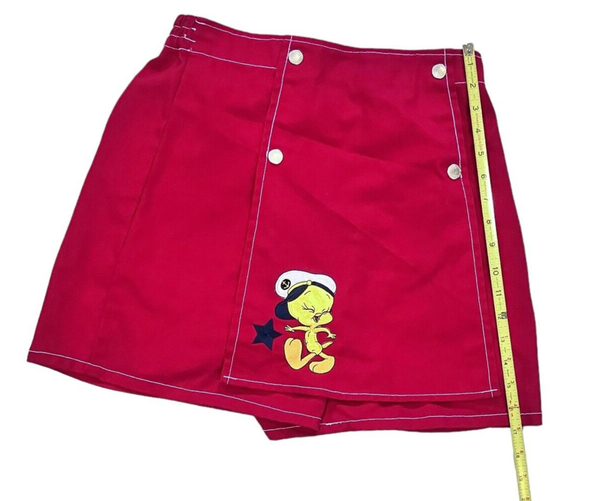 Vintage Looney Tunes Tweety Bird Skort 16 Shorts Red Sailor Nautical 1997 Womens