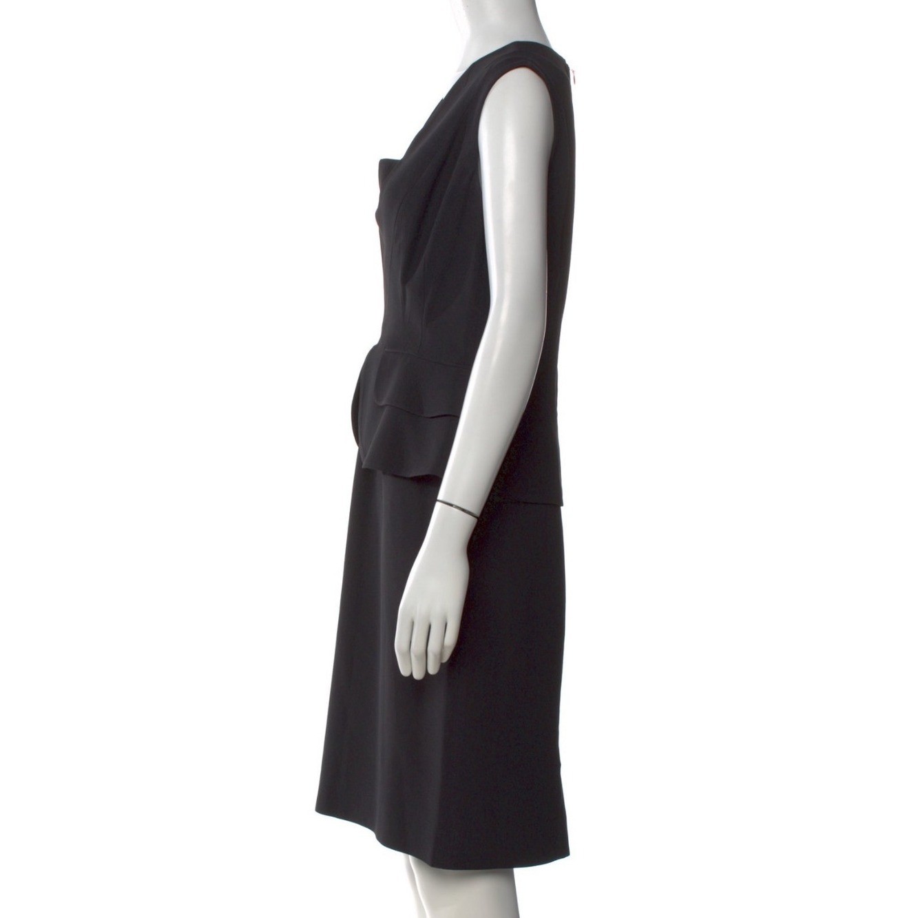 Alexander McQueen black Peplum Sleeveless Sheath lapel Mini Dress